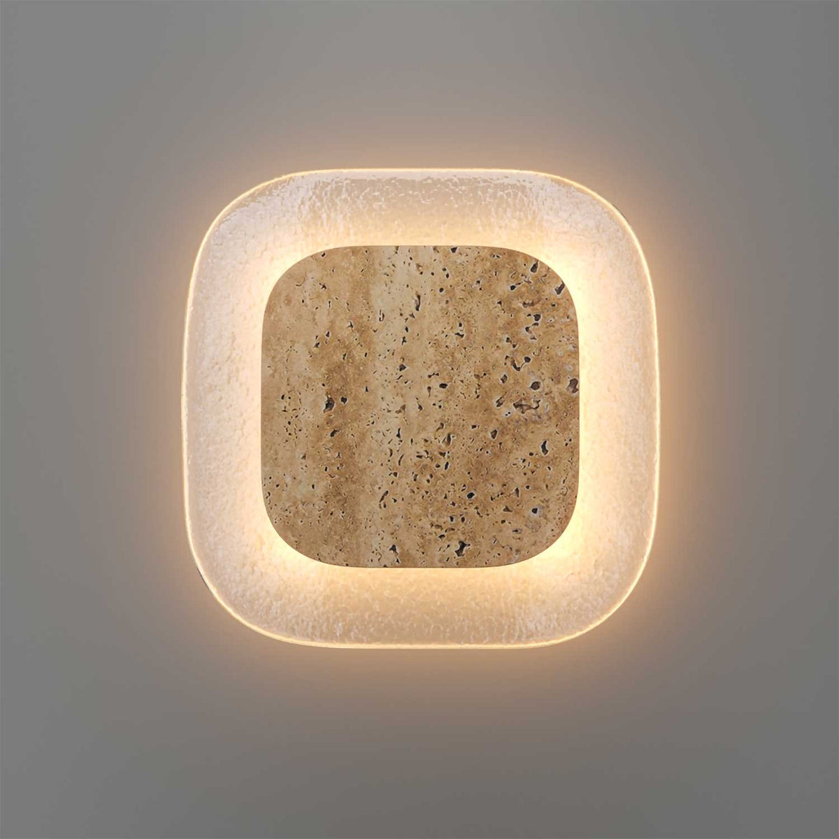 Tavo - Applique murale LED en travertin et verre, style wabi-sabi
