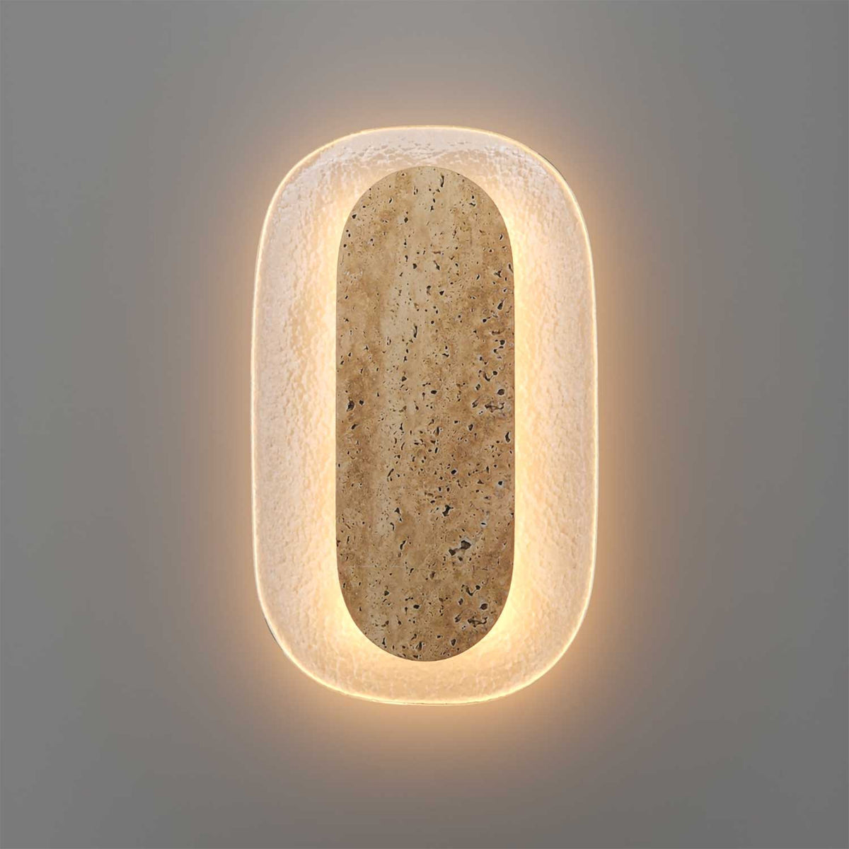 Tavo - Applique murale LED en travertin et verre, style wabi-sabi