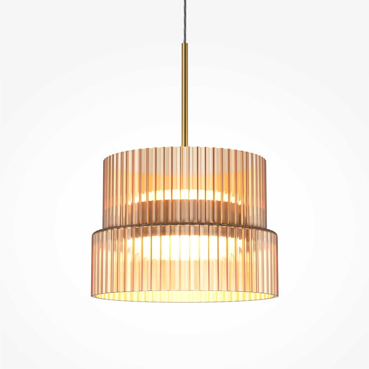 Scala - Suspension LED compacte en verre rainuré et métal, style art déco