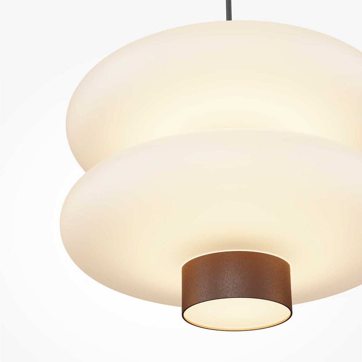 Nuvem - Suspension LED linéaire à trois diffuseurs en verre opalin et métal, style contemporain