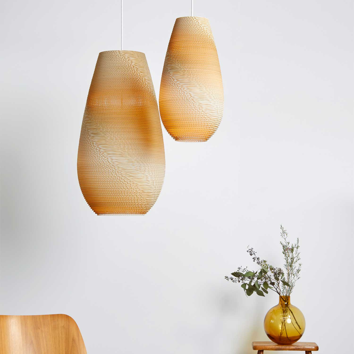 Scraplights Drop - Lámpara colgante blanca de diseño en cartón para salón