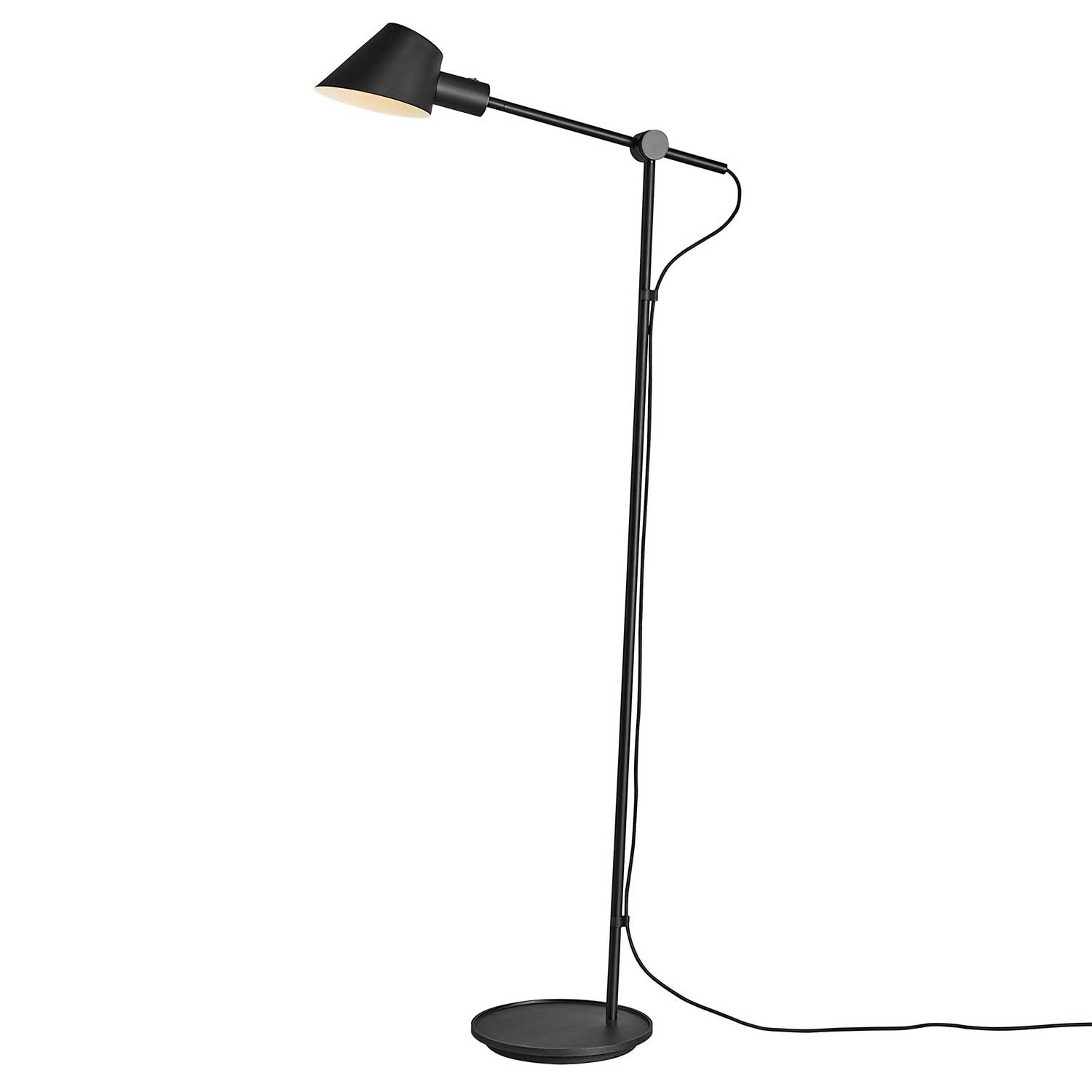 Stay - Lampadaire noir en acier articulé pour salon contemporain