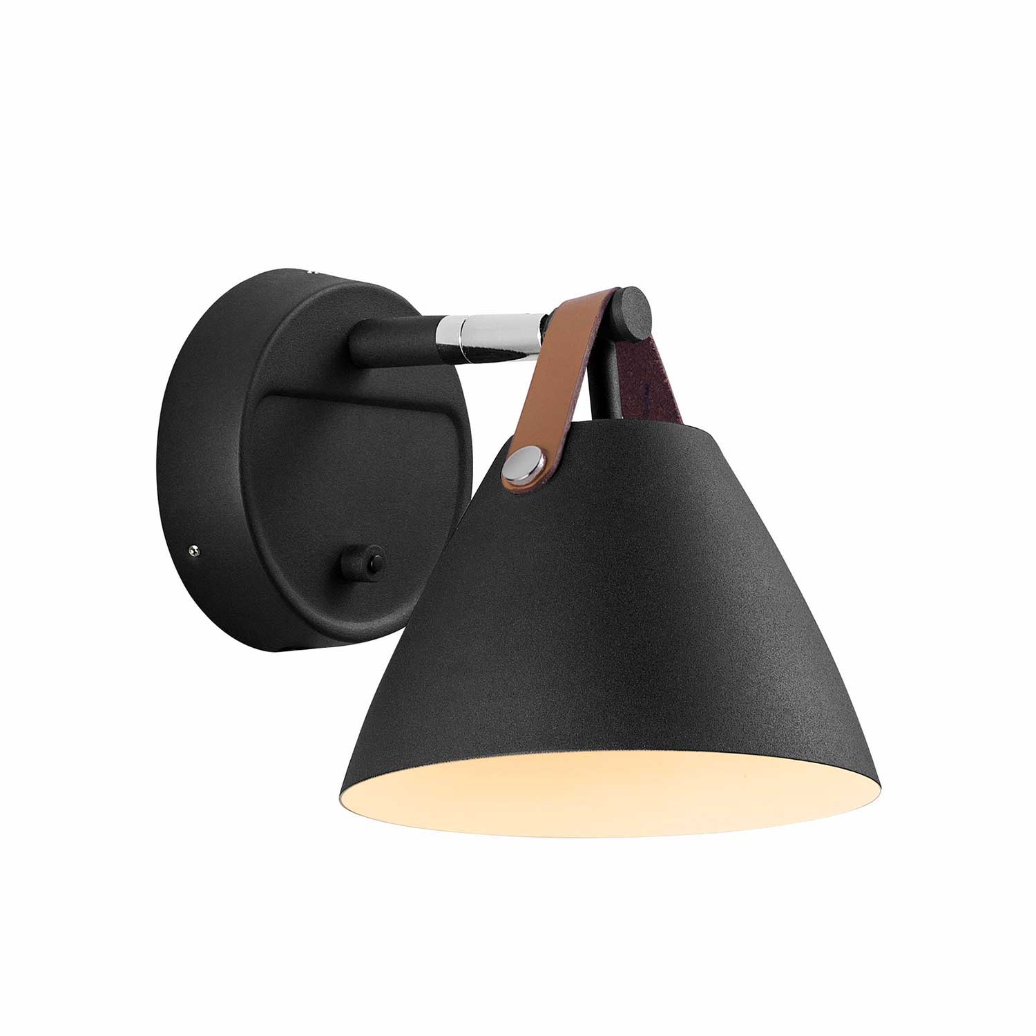 Strap - Applique murale scandinave en acier et cuir pour chambre