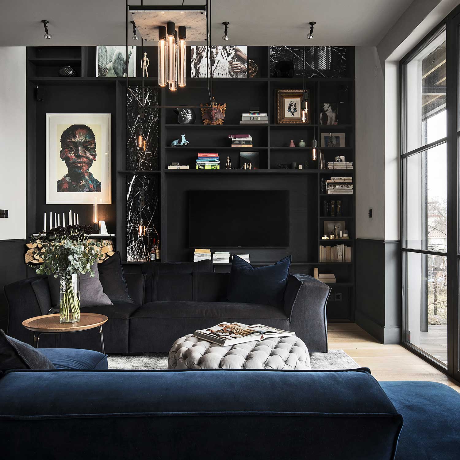 Caged 4.0 Cross - Потолочный светильник с металлической и мраморной решеткой для современной гостиной