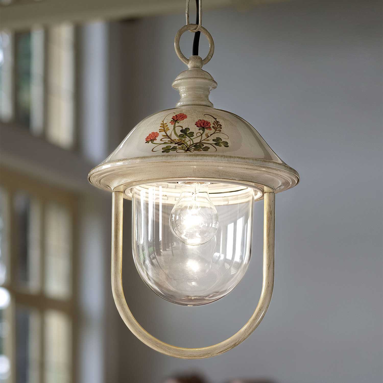 Bari - Suspension d'extérieure blanche style vintage