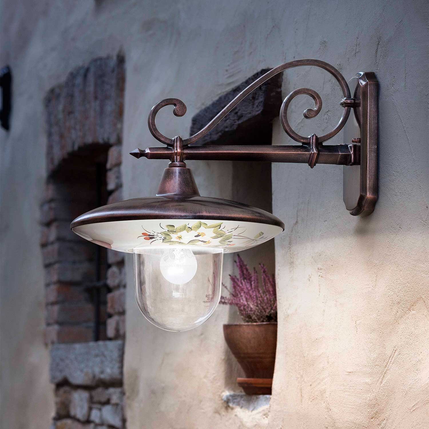 Latina - Applique murale bronze d'extérieur design baroque