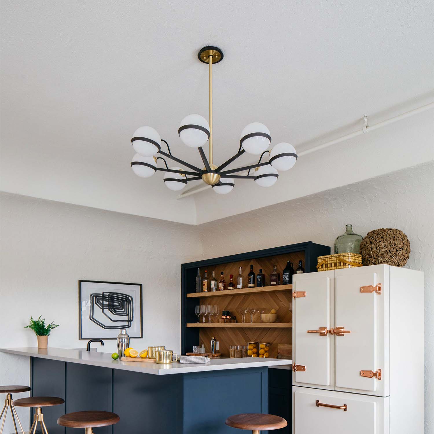 ACE - Große Bronze-Hängelampe mit Vintage-Glaskugeln