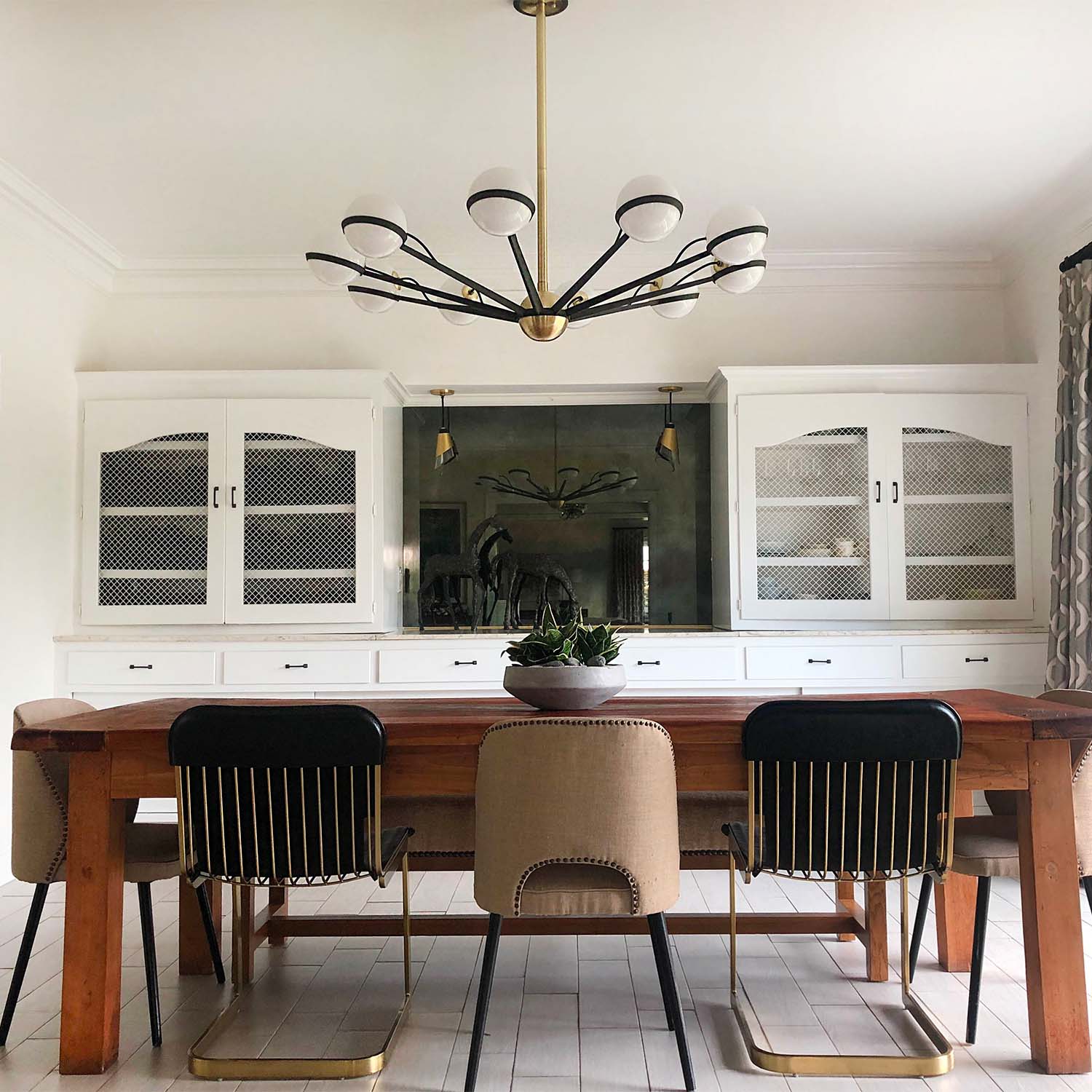 ACE - Große Bronze-Hängelampe mit Vintage-Glaskugeln