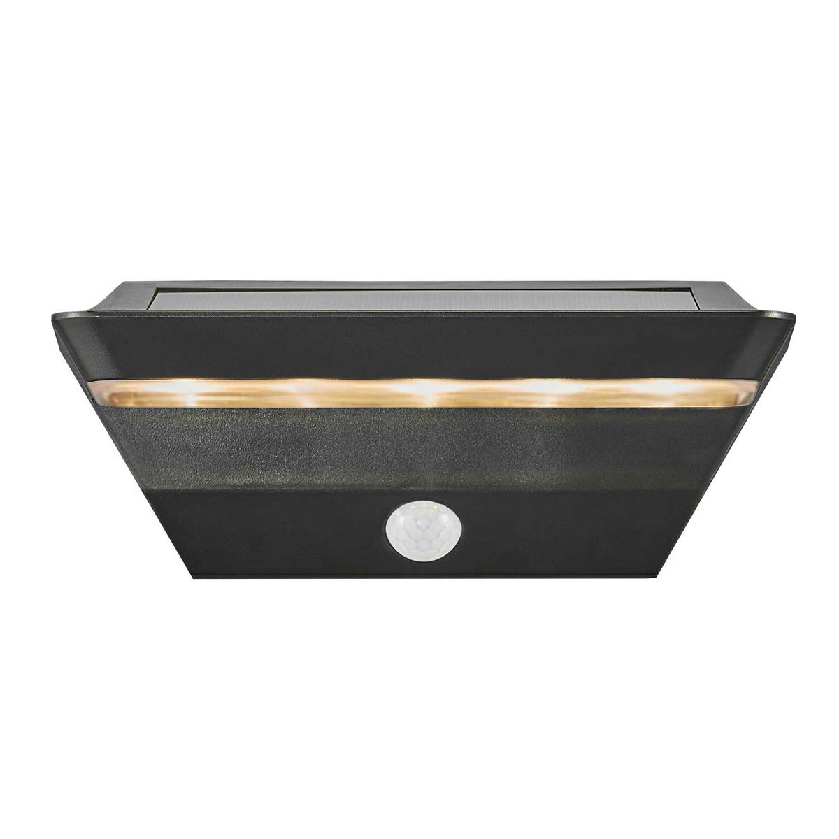 Agena Solar - Applique murale solaire LED en plastique noir avec détecteur, style minimaliste
