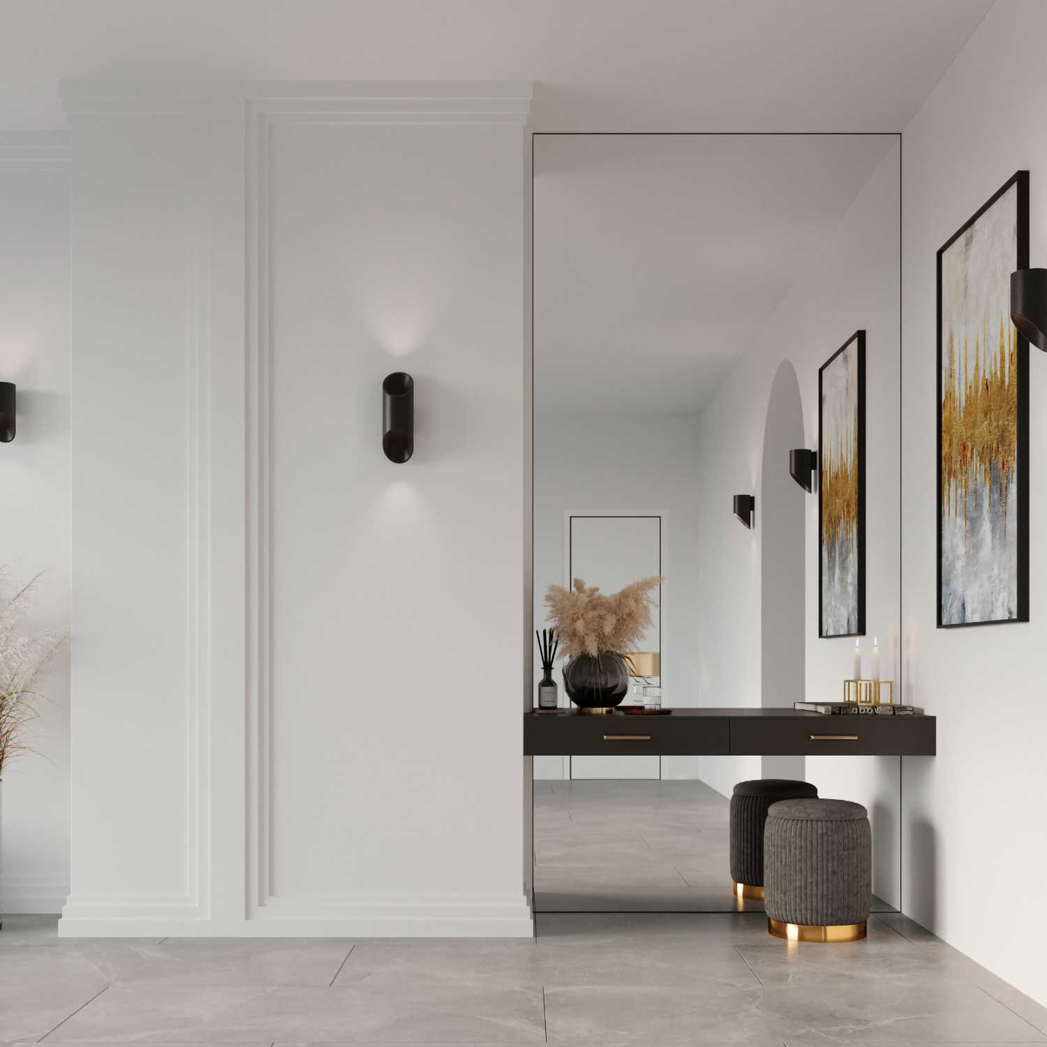 Acamar - Design wall sconce in black or white steel for living room
