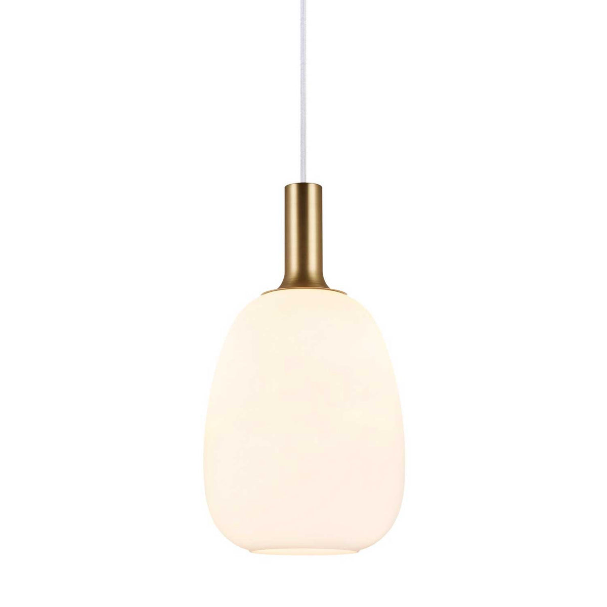 Alton - Suspension en verre soufflé opalin ou fumé et métal, style Art déco
