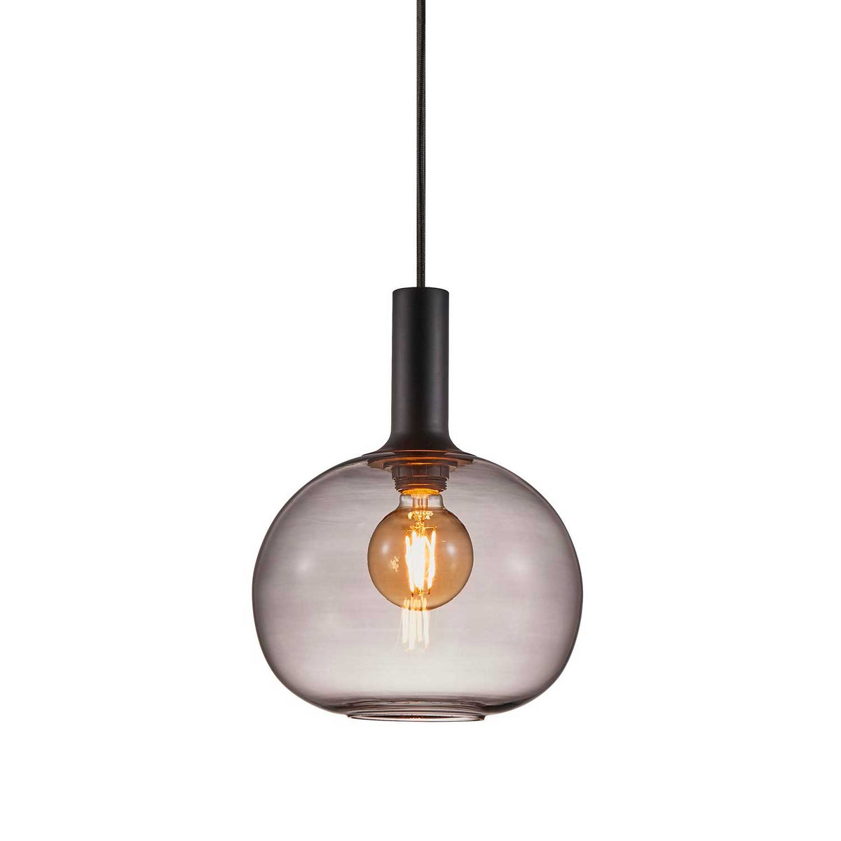Alton - Suspension en verre soufflé opalin ou fumé et métal, style Art déco
