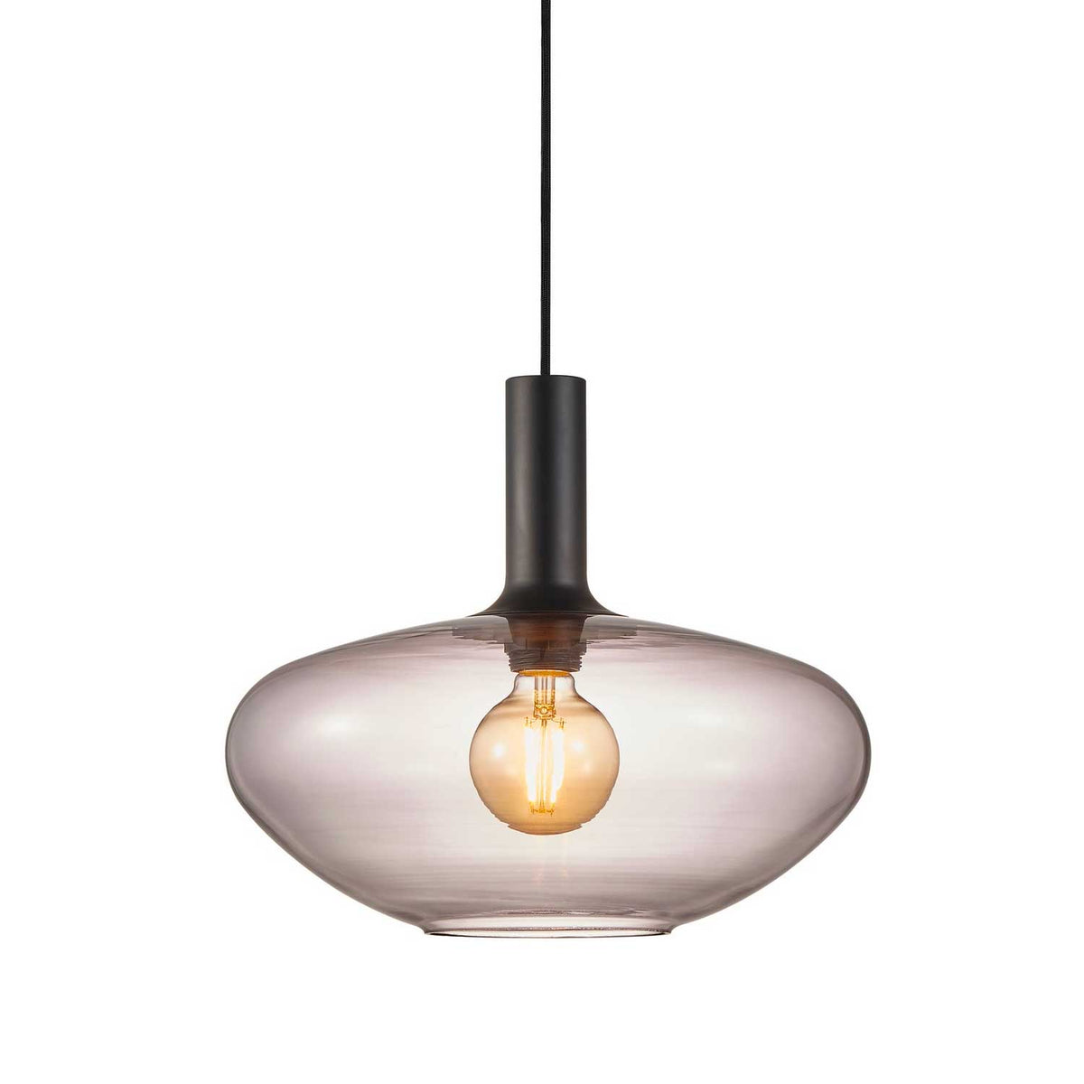 Alton - Suspension en verre soufflé opalin ou fumé et métal, style Art déco