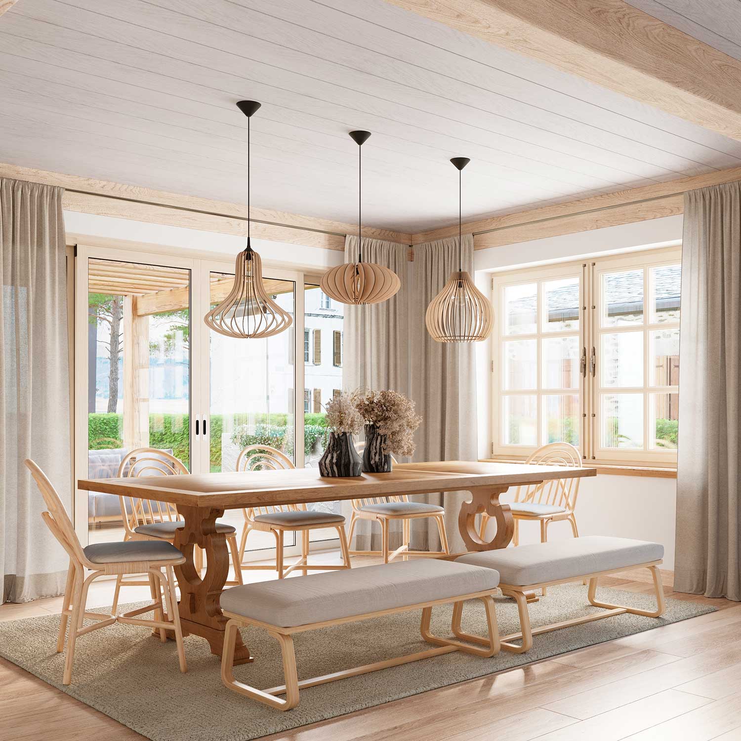 Ankaa - Wooden pendant chandelier for modern kitchen