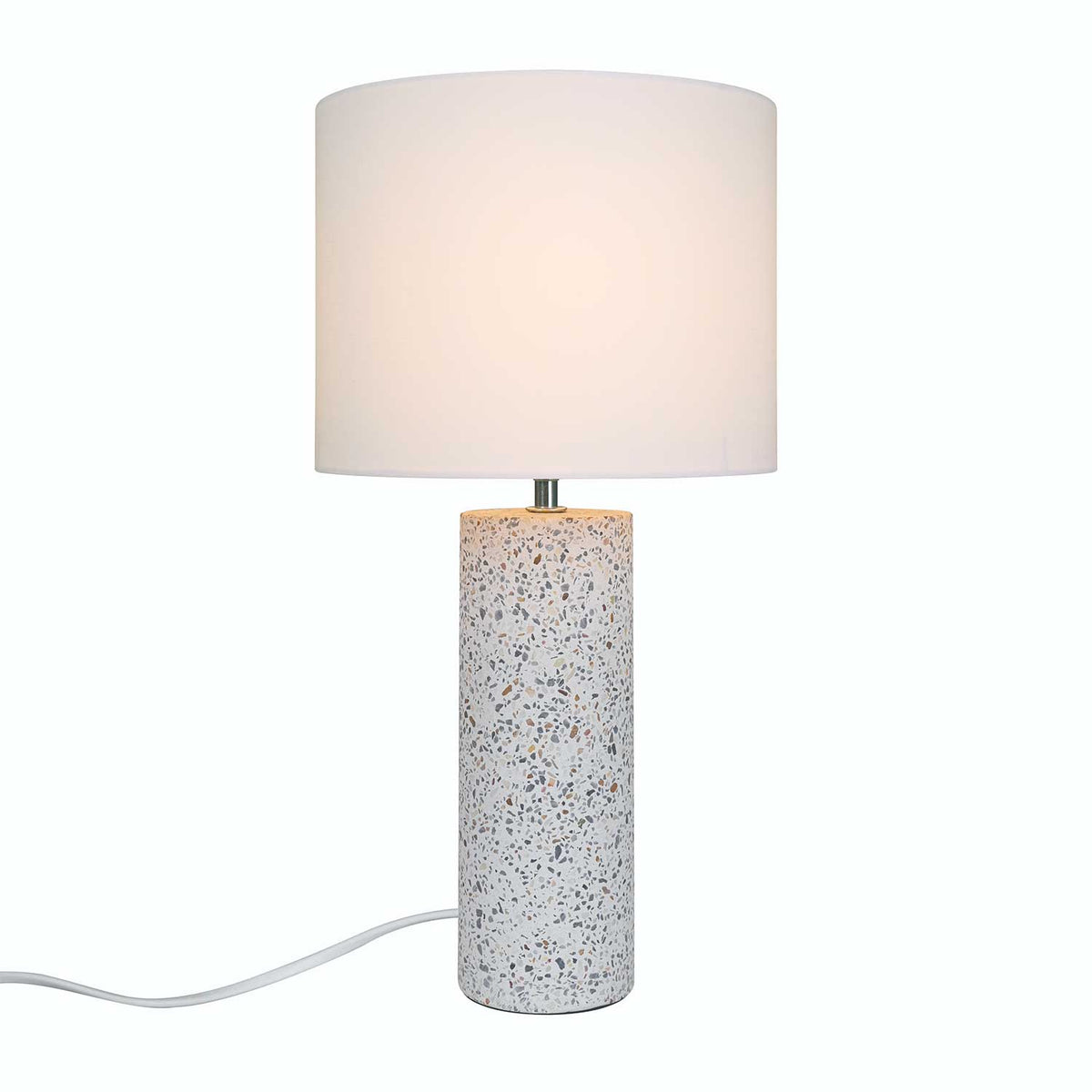 Antiga - Lampe à poser en terrazzo et tissu blanc, style contemporain