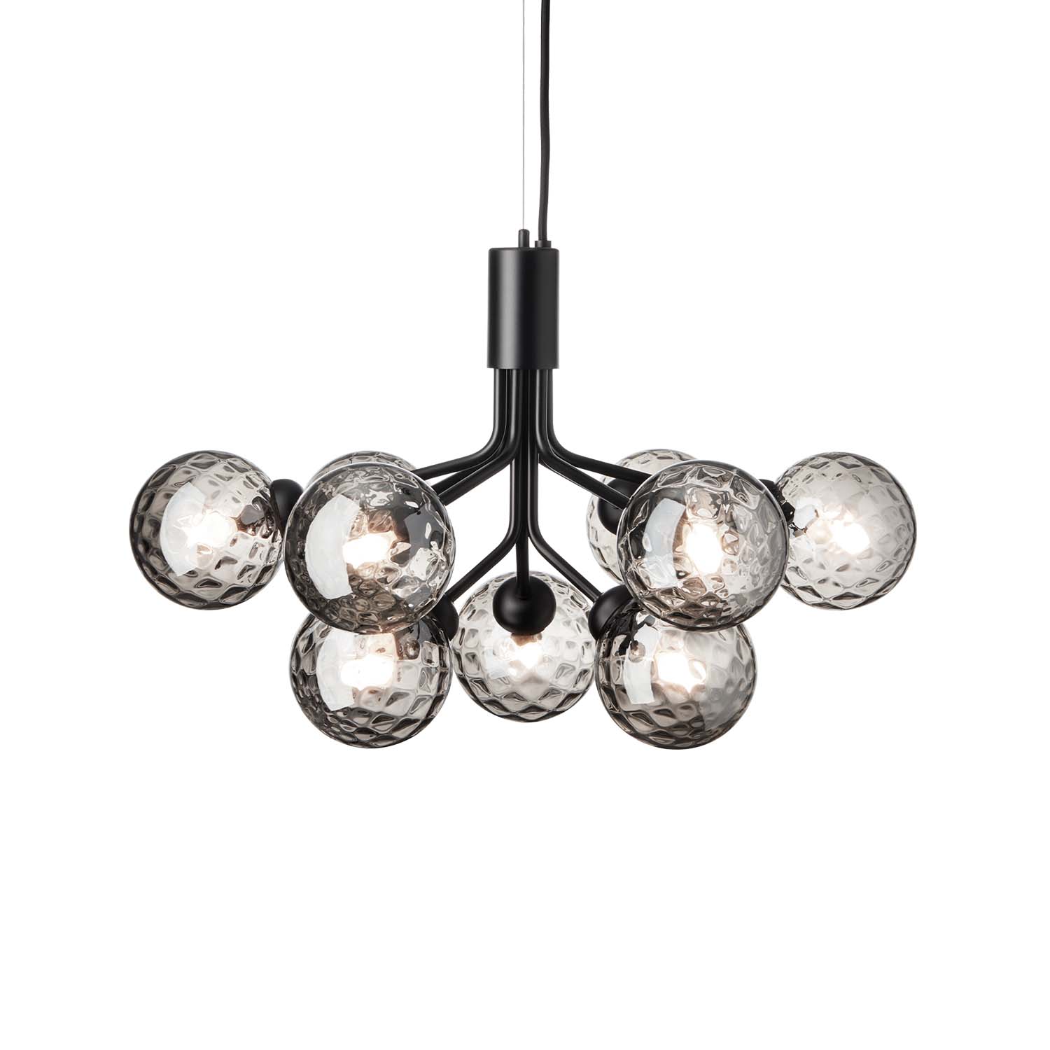 APIALES Optic - Lampadario nero o dorato con globi in vetro