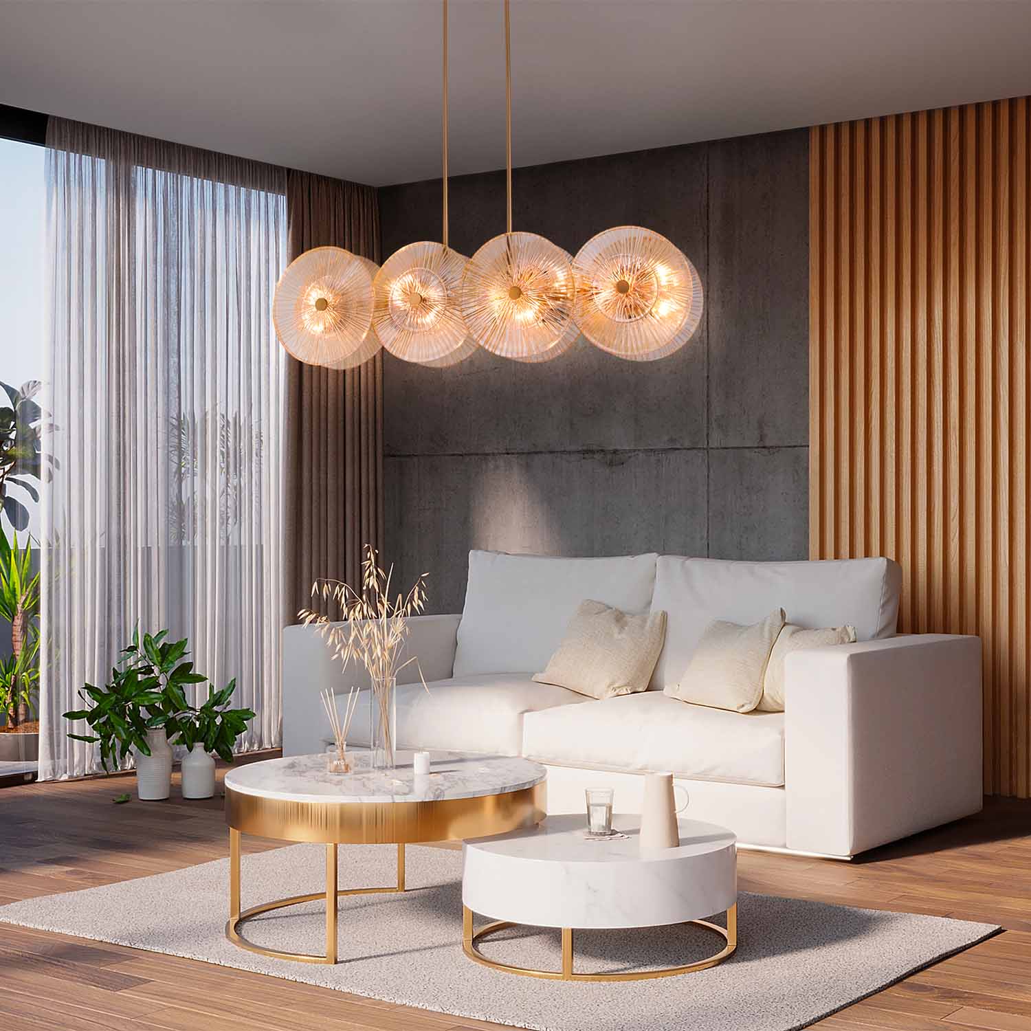 ASTER - Suspension disques en verre vintage