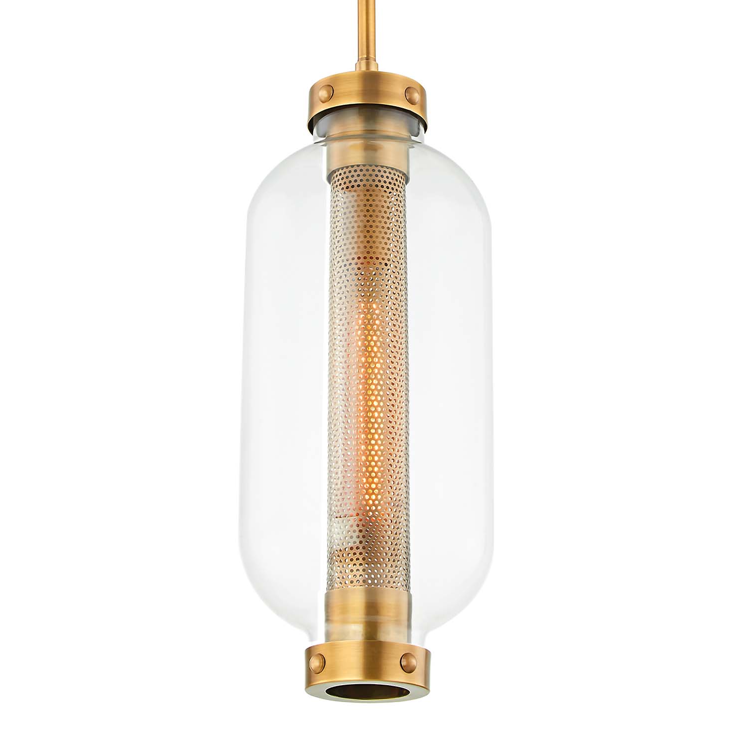 ATWATER - Suspension en laiton et verre vintage