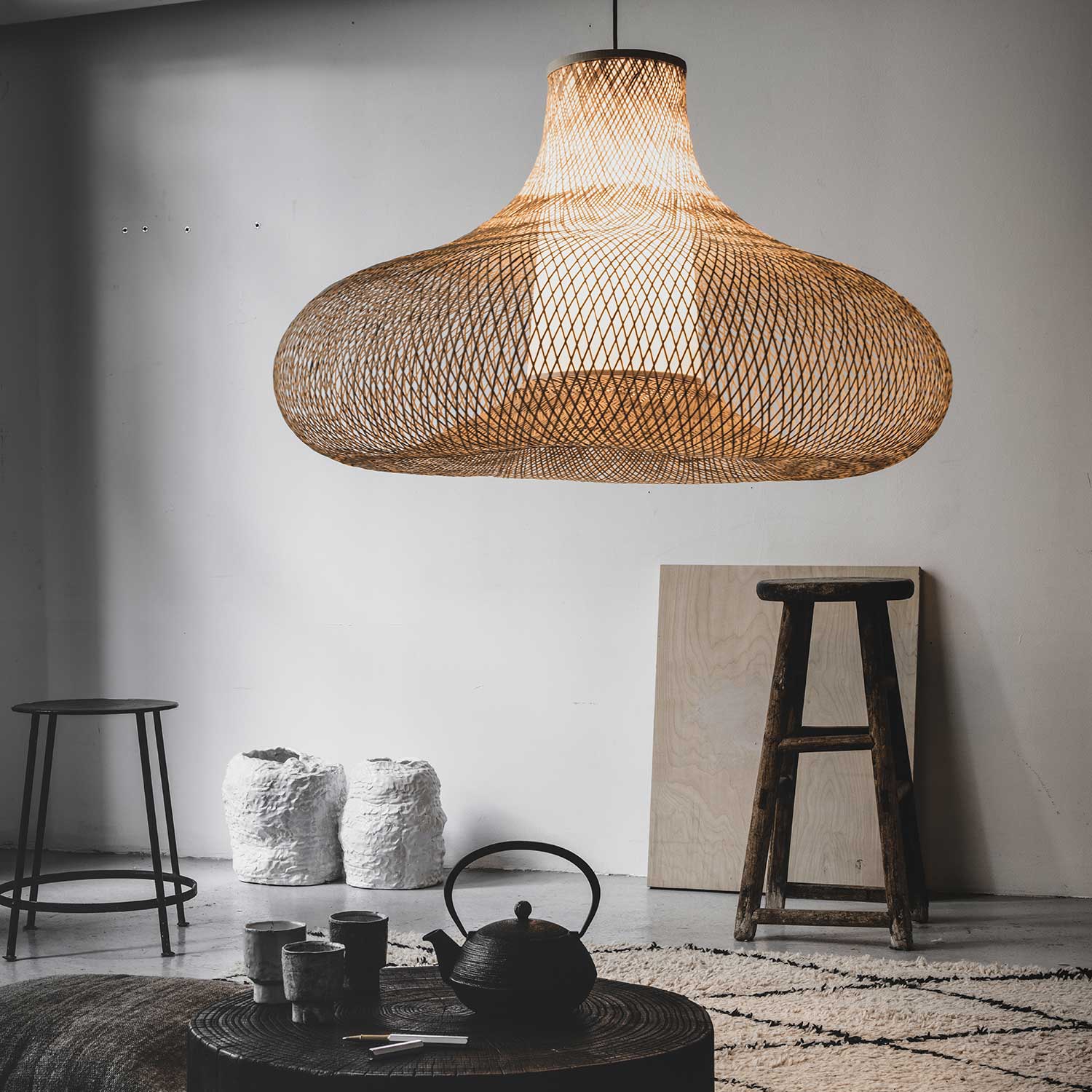 MAY - Suspension en bambou tressé style bord de mer