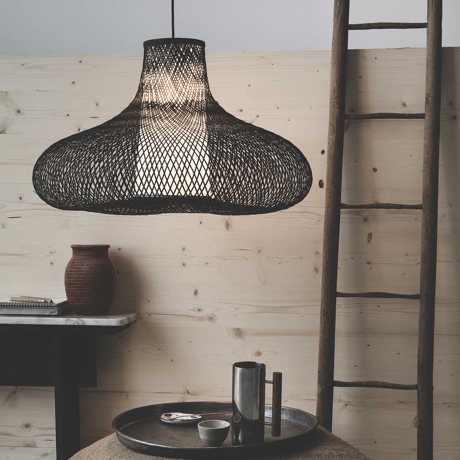 MAY - Suspension en bambou tressé style bord de mer