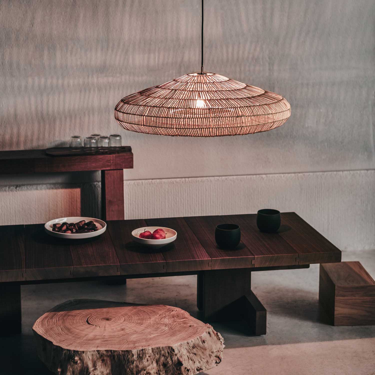 Topi - Große XXL-Hängeleuchte aus Rattan für Wohnzimmer