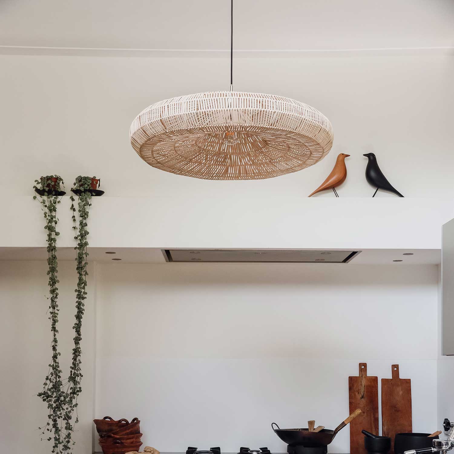 Topi - Große XXL-Hängeleuchte aus Rattan für Wohnzimmer