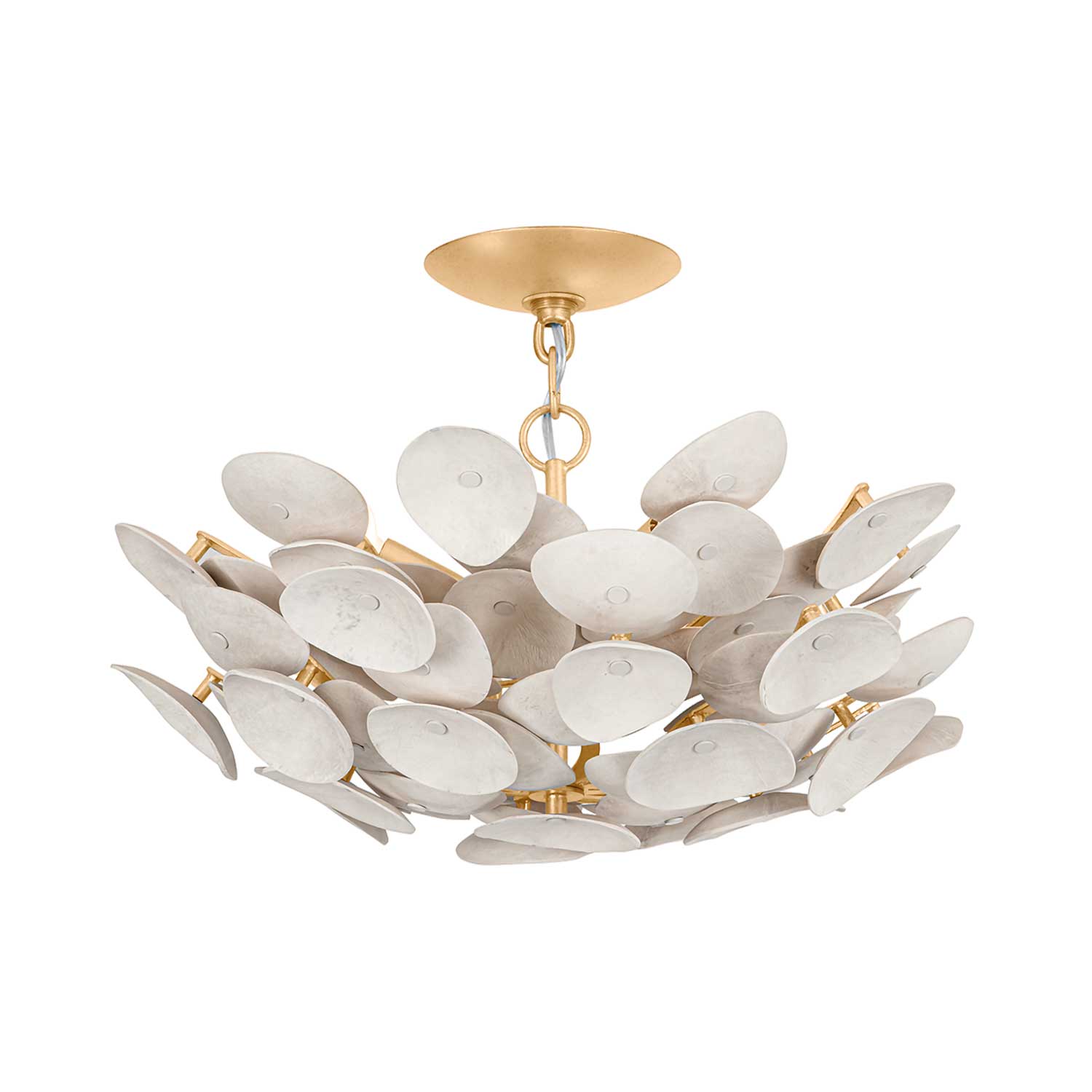 Aimi - Gold leaf metal ceiling light with white scales