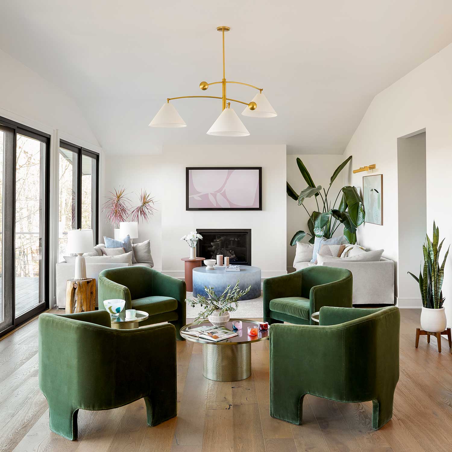 Birdie - Большая подвеска из льна и позолоченной латуни современный дизайн