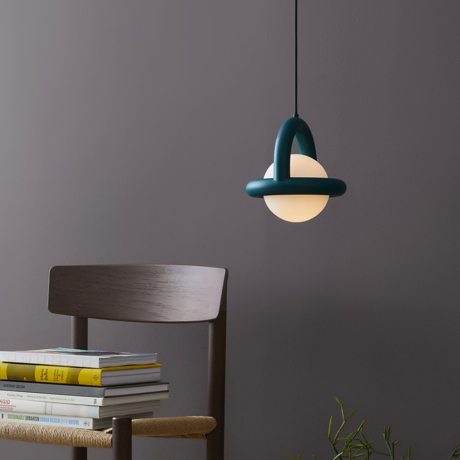 BALLOON - Glass globe pendant light with colored steel structure