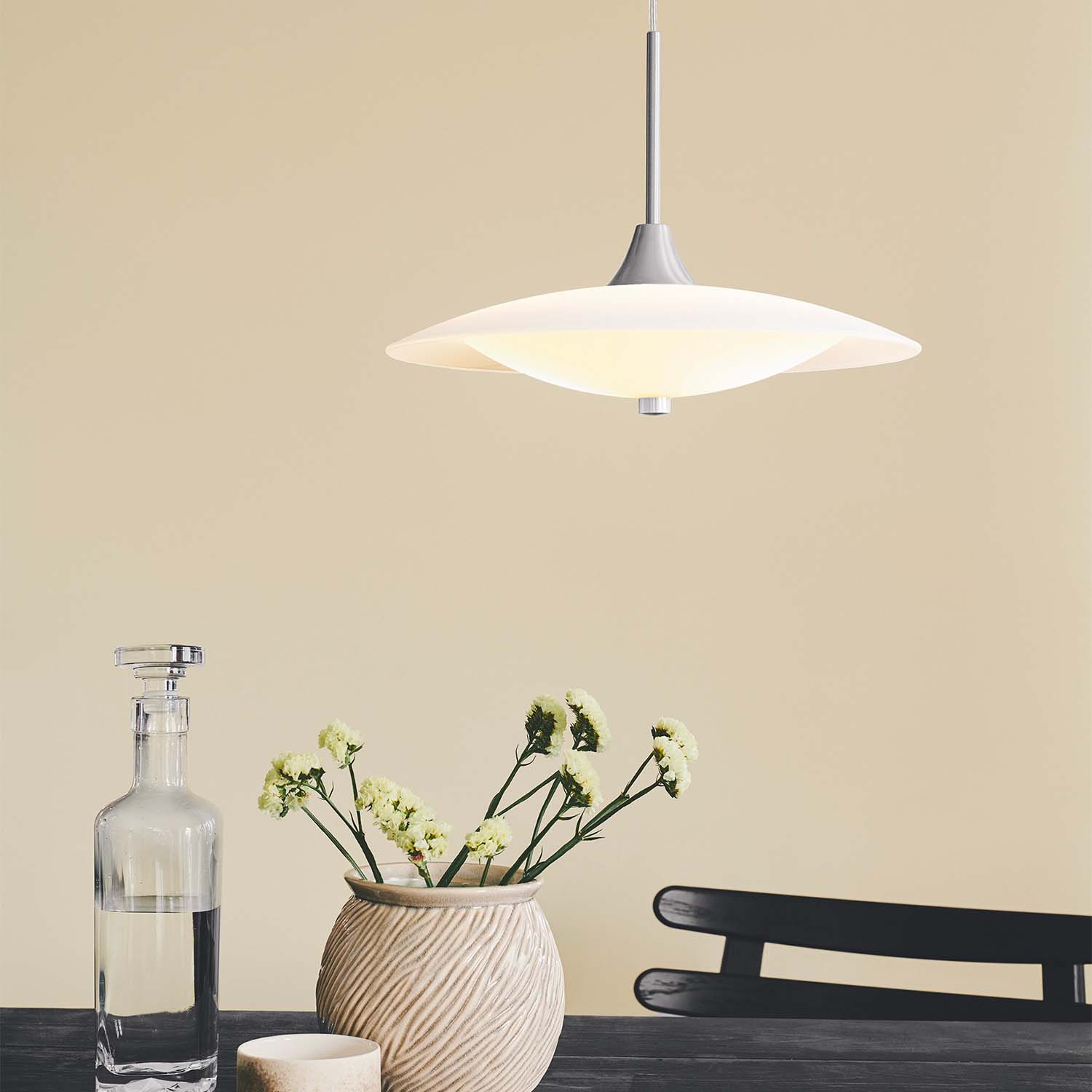 BARONI - Suspension vintage design en verre opaque