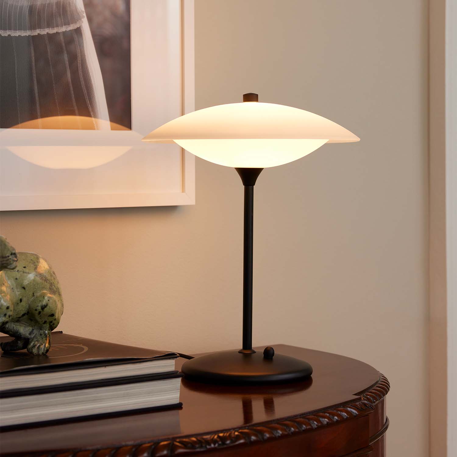 BARONI - Table lamp with vintage glass lampshade