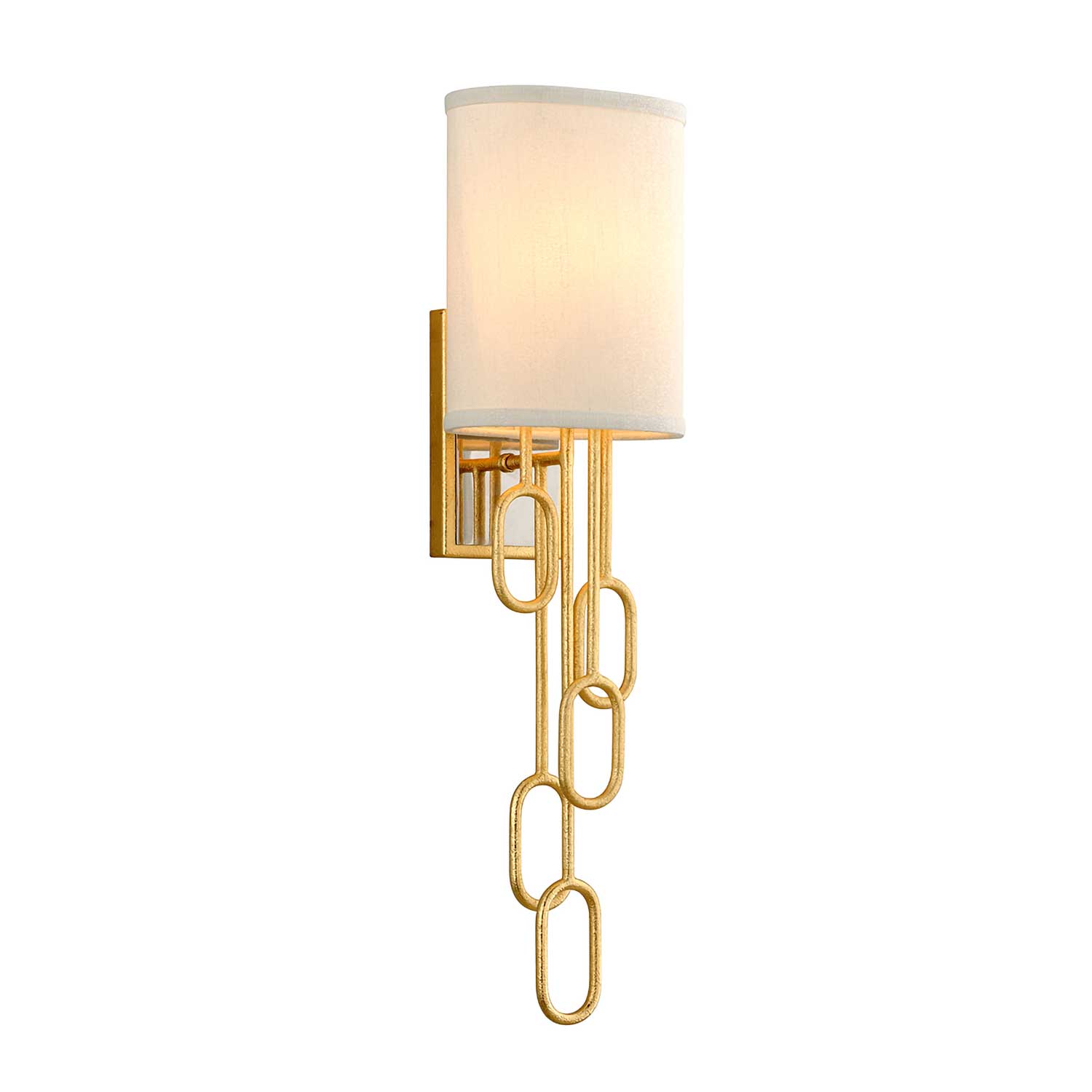 Halo - Gold wall sconce with linen lampshade design