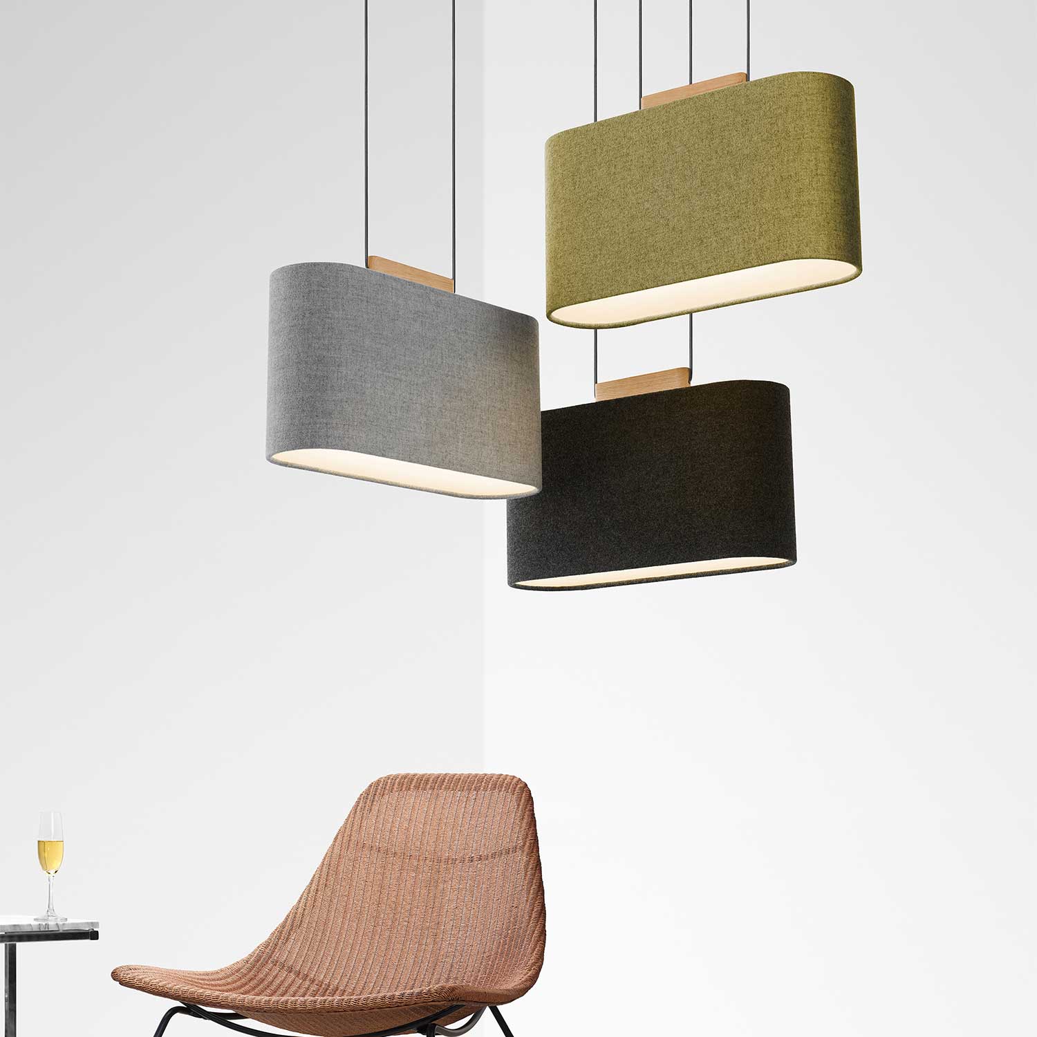 Belmont - Hängelampe aus Stoff für modernes Wohnzimmer