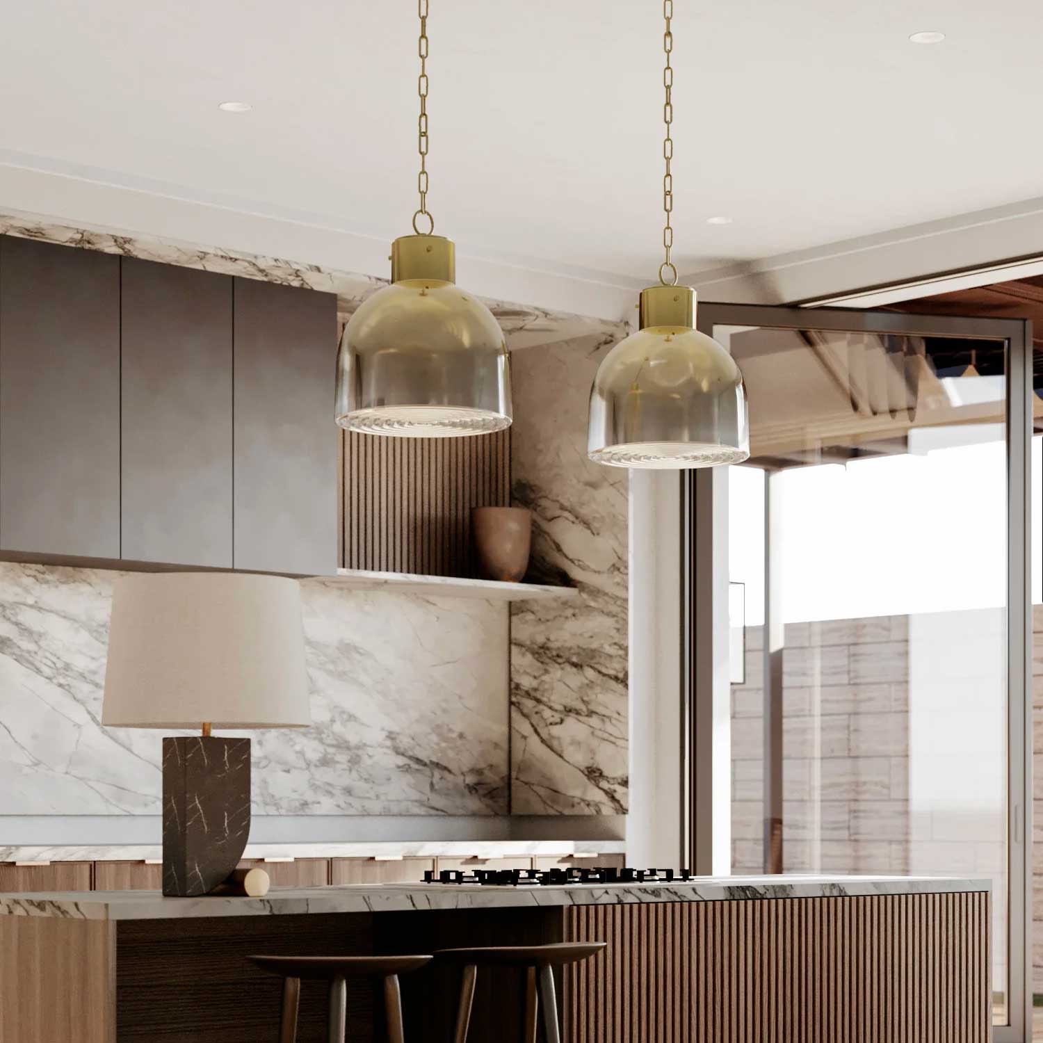 Beryl - Lámpara colgante de vidrio de diseño lujoso para comedor