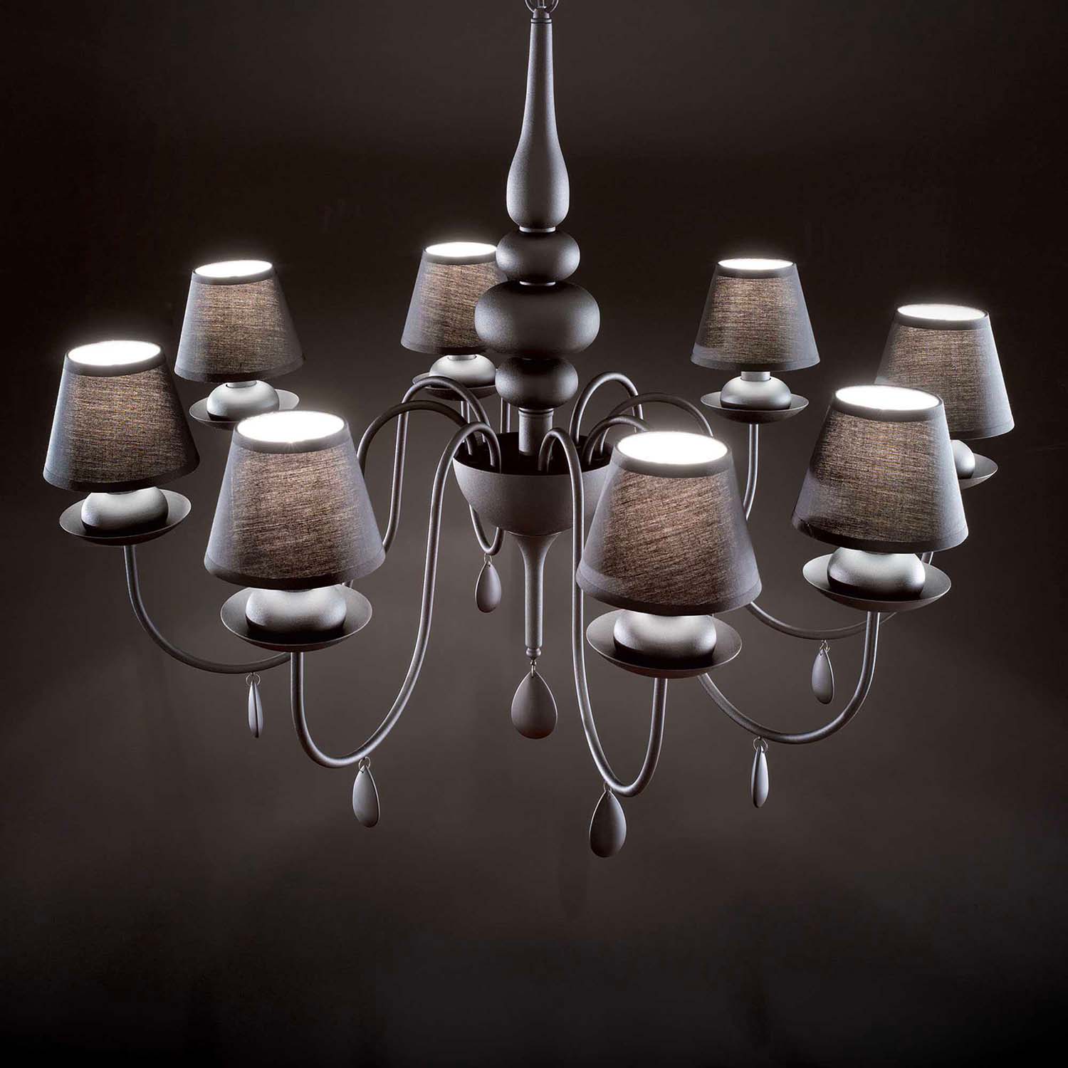 BLANCHE - White or black chandelier with crystal drops