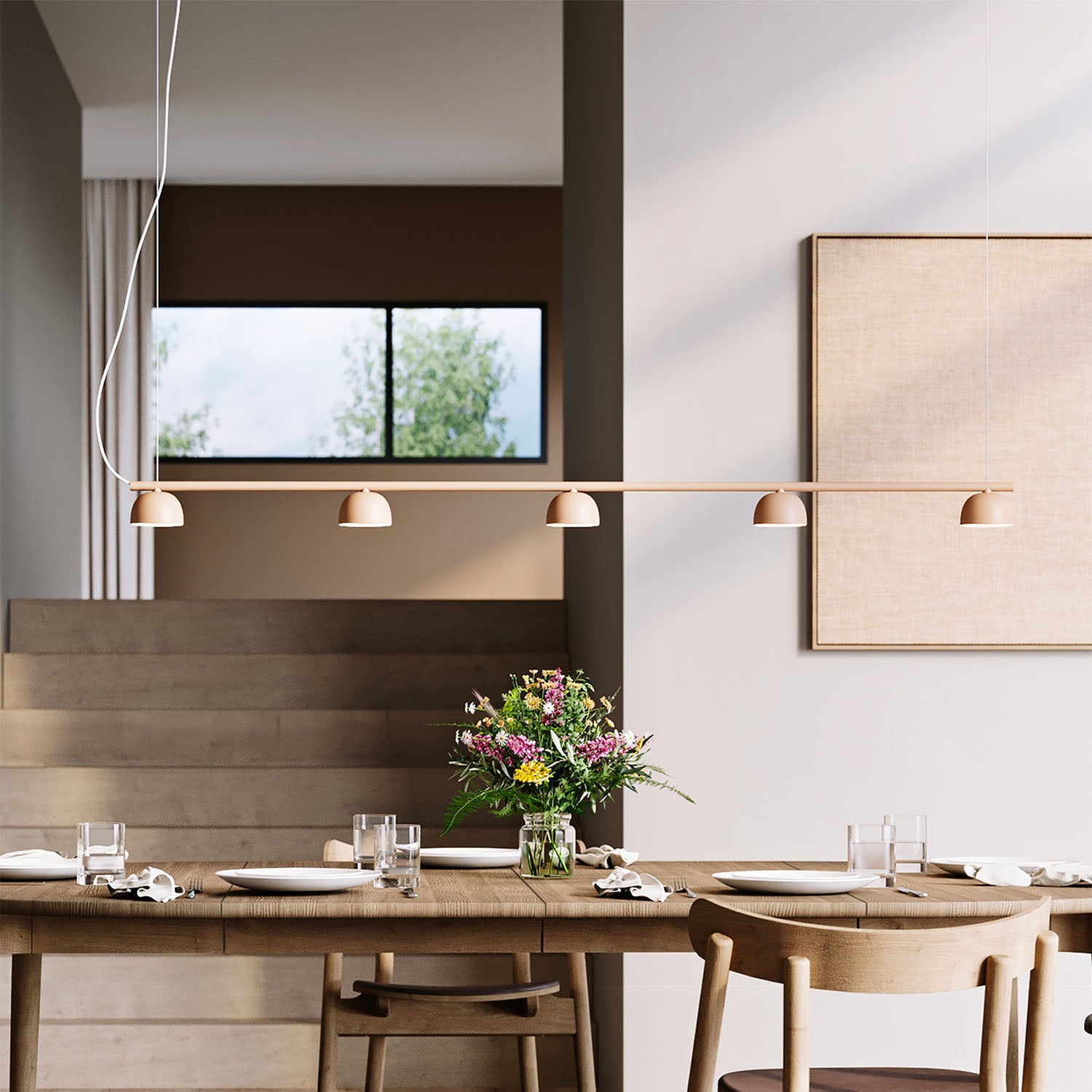 BLUSH Rail - Long minimalist and contemporary suspension light