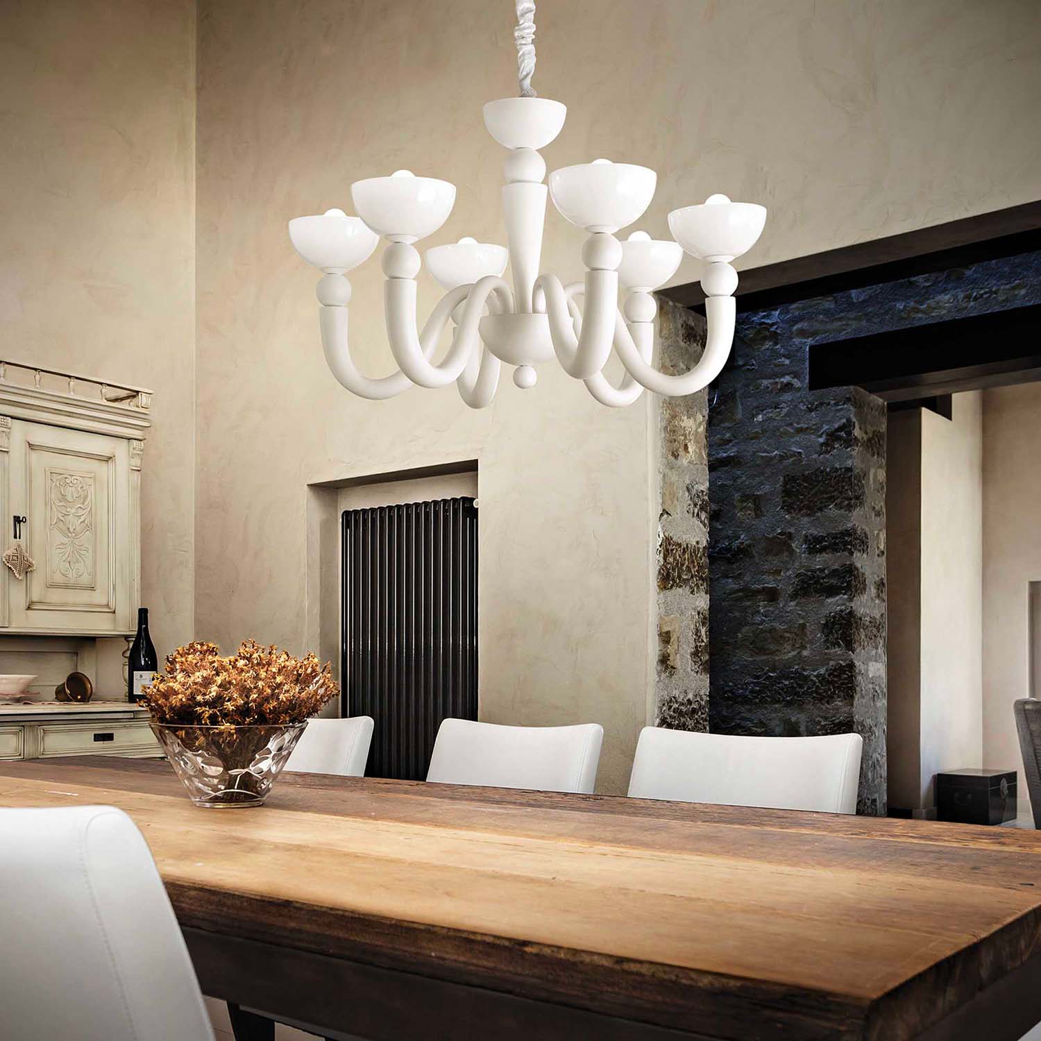 BON BON - White steel design chandelier chandelier