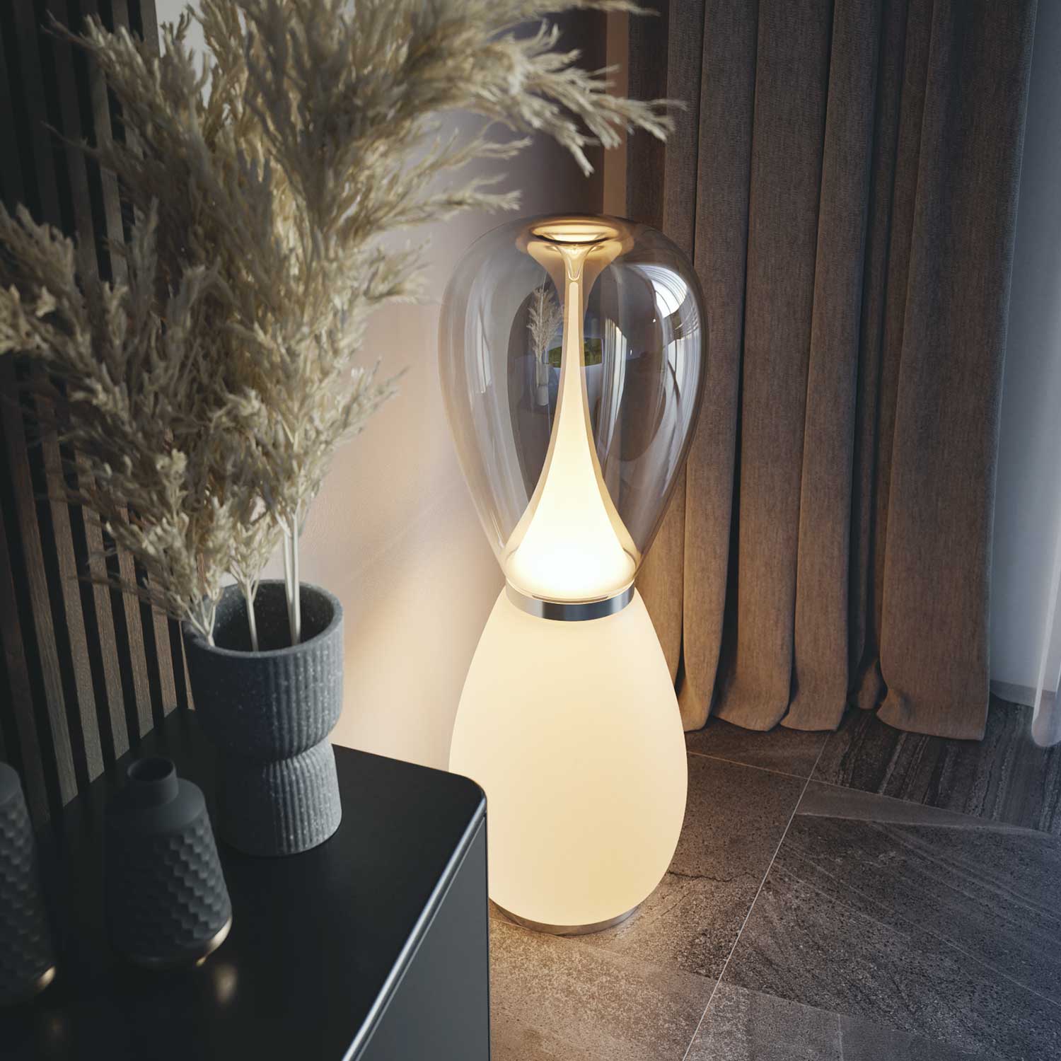 BOND - Stehlampe aus Glas für ein designorientiertes und luxuriöses Wohnzimmer