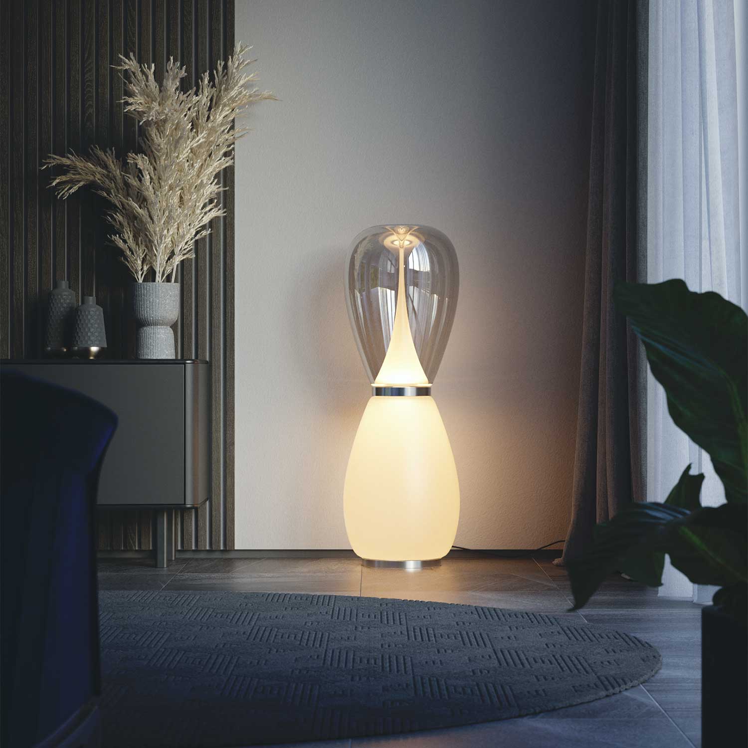 BOND - Stehlampe aus Glas für ein designorientiertes und luxuriöses Wohnzimmer