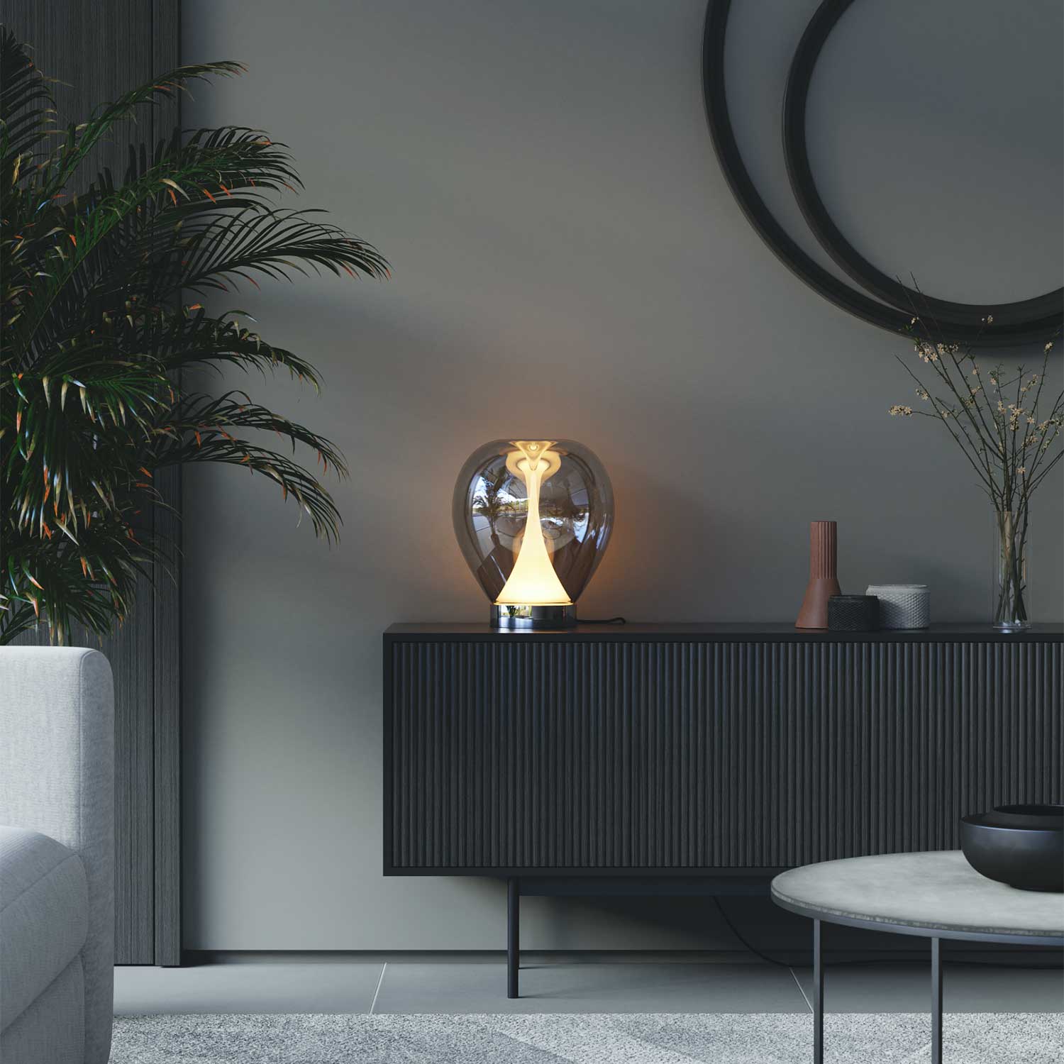 BOND - Tischlampe aus Glas für ein designorientiertes und luxuriöses Wohnzimmer