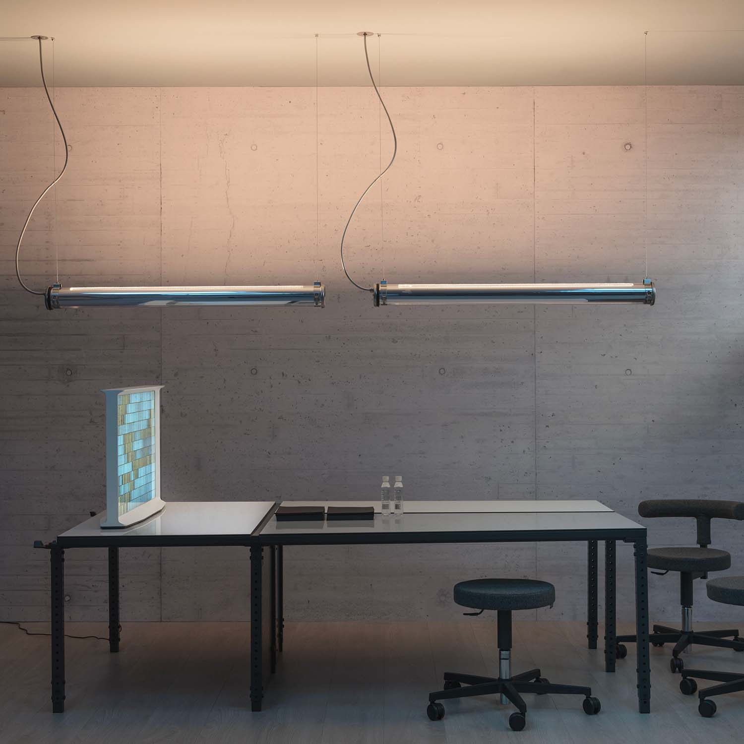 BRUEGHEL D/I - Sospensione a tubo in acciaio stile industriale impermeabile IP68
