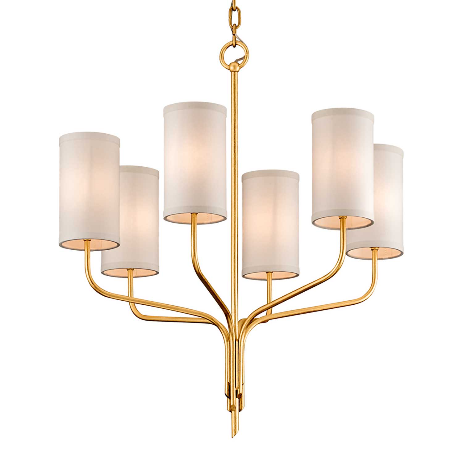 Juniper - Grande lampadario dorato placcato in foglie d'oro a forma di albero