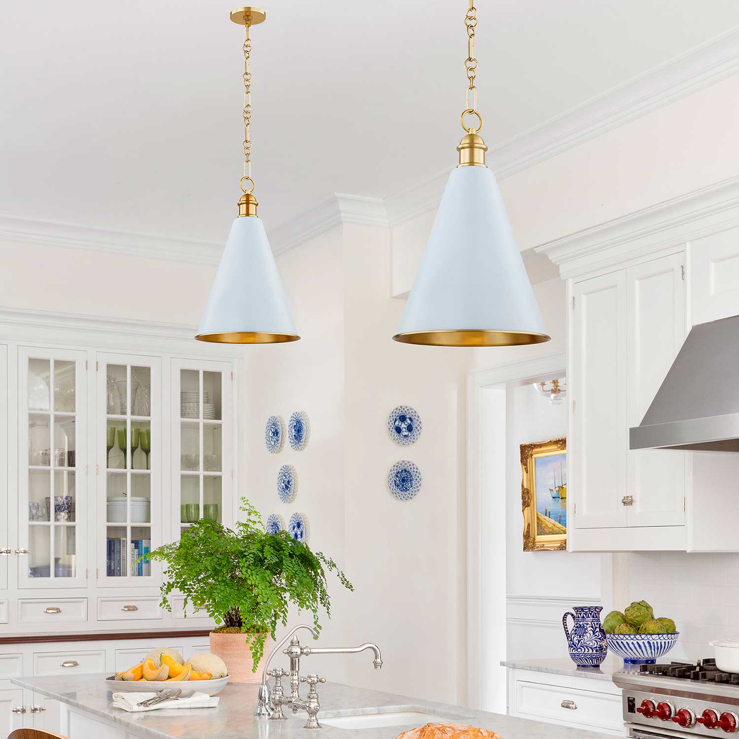 Fenimore - Vintage gold brass antique pendant light