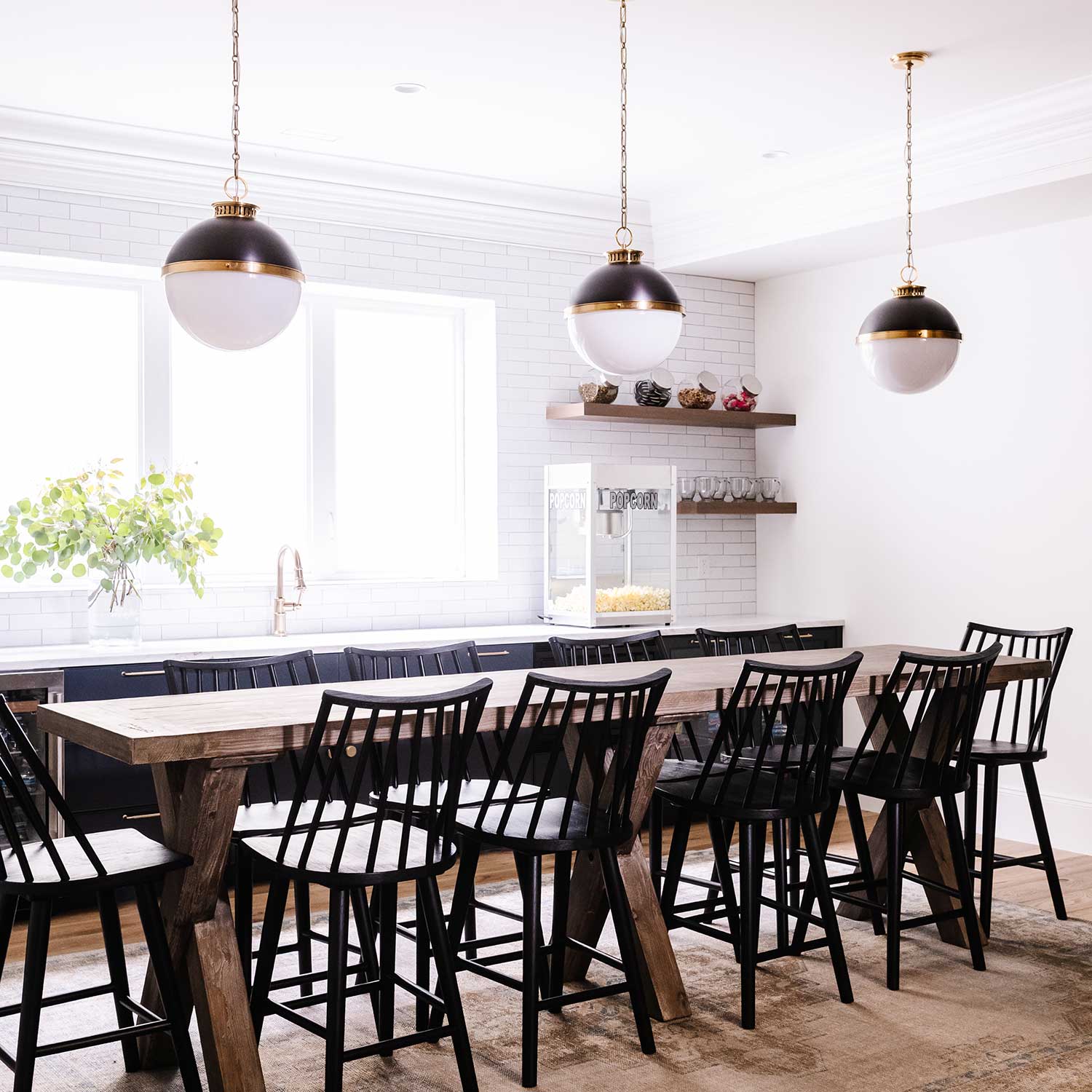 Latham - Glass and bronze ball pendant light for vintage living room