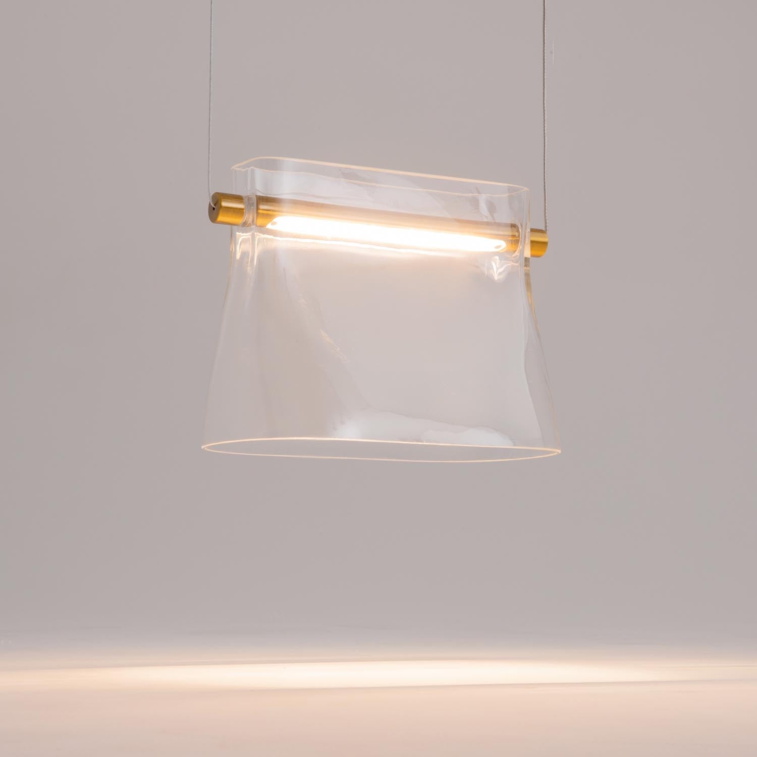 CABARET - LED pendant light in glass and golden metal