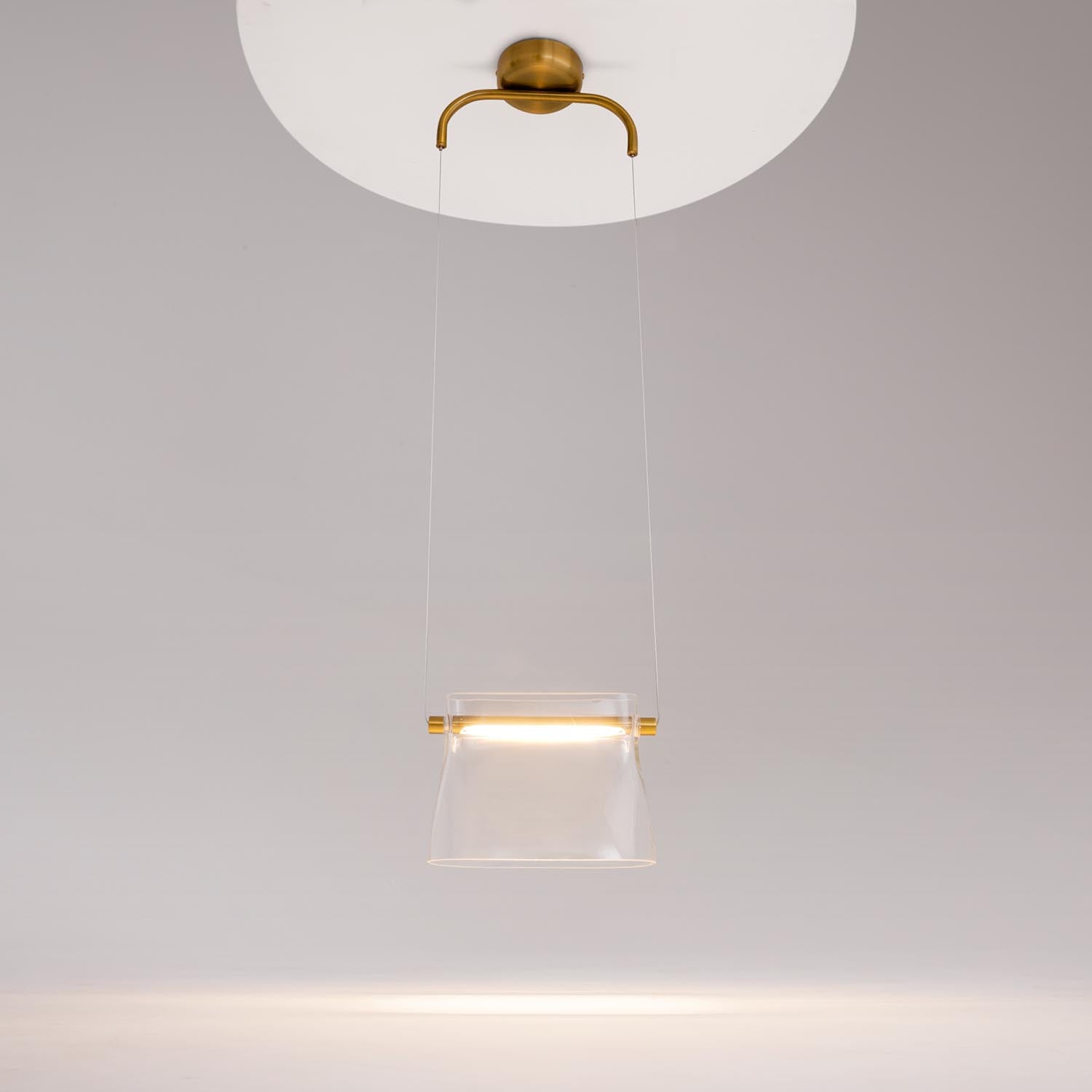 CABARET - LED pendant light in glass and golden metal