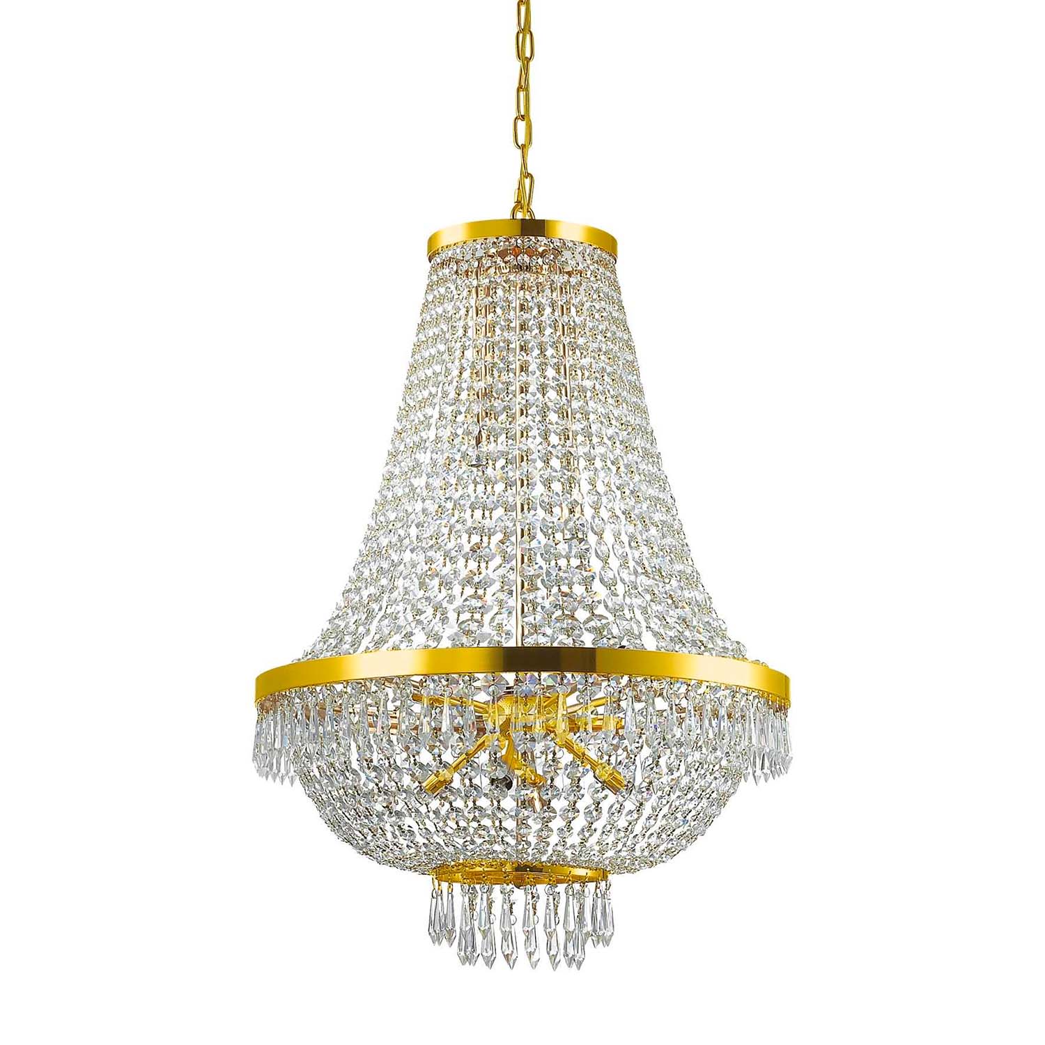 CAESAR - Lámpara de araña real en vidrio transparente y dorado