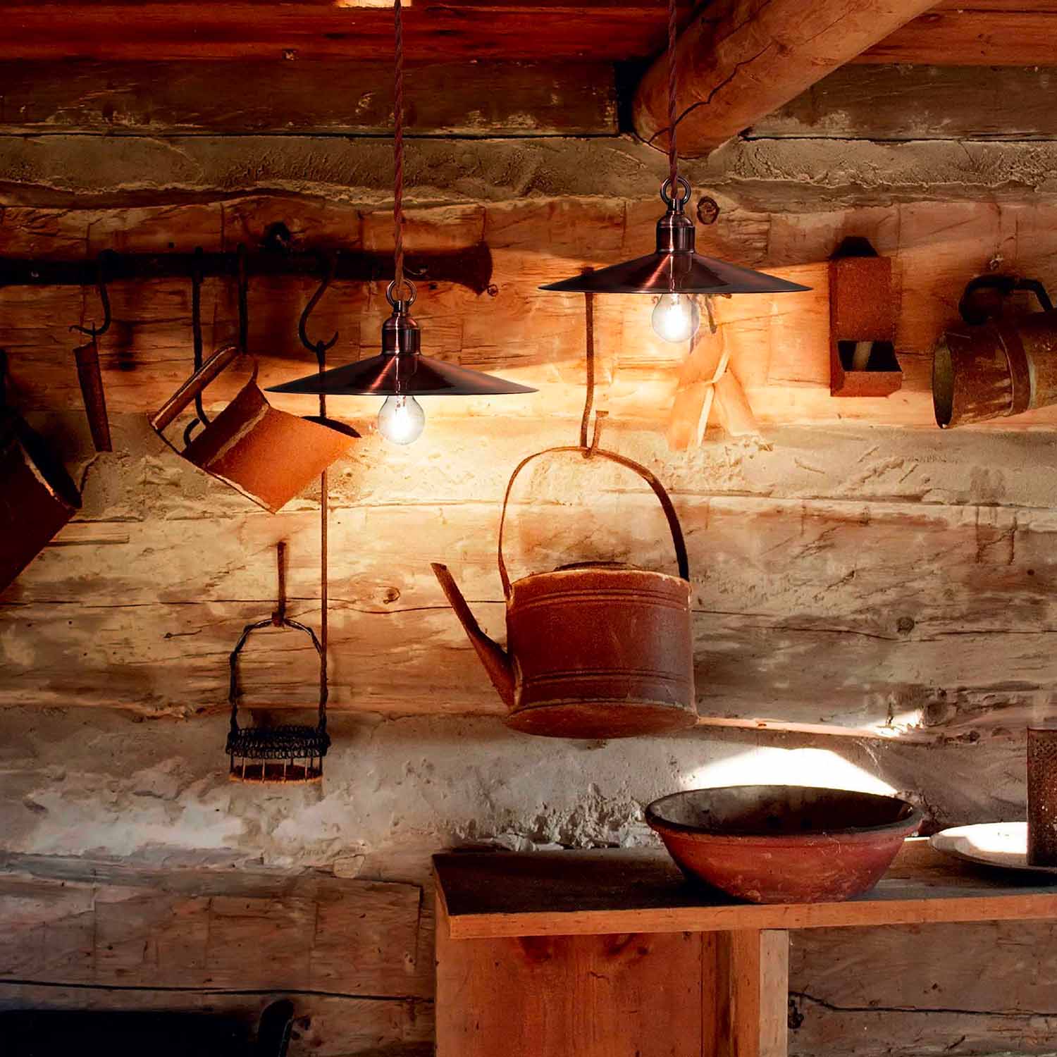 CANTINA - Vintage brass or copper pendant light