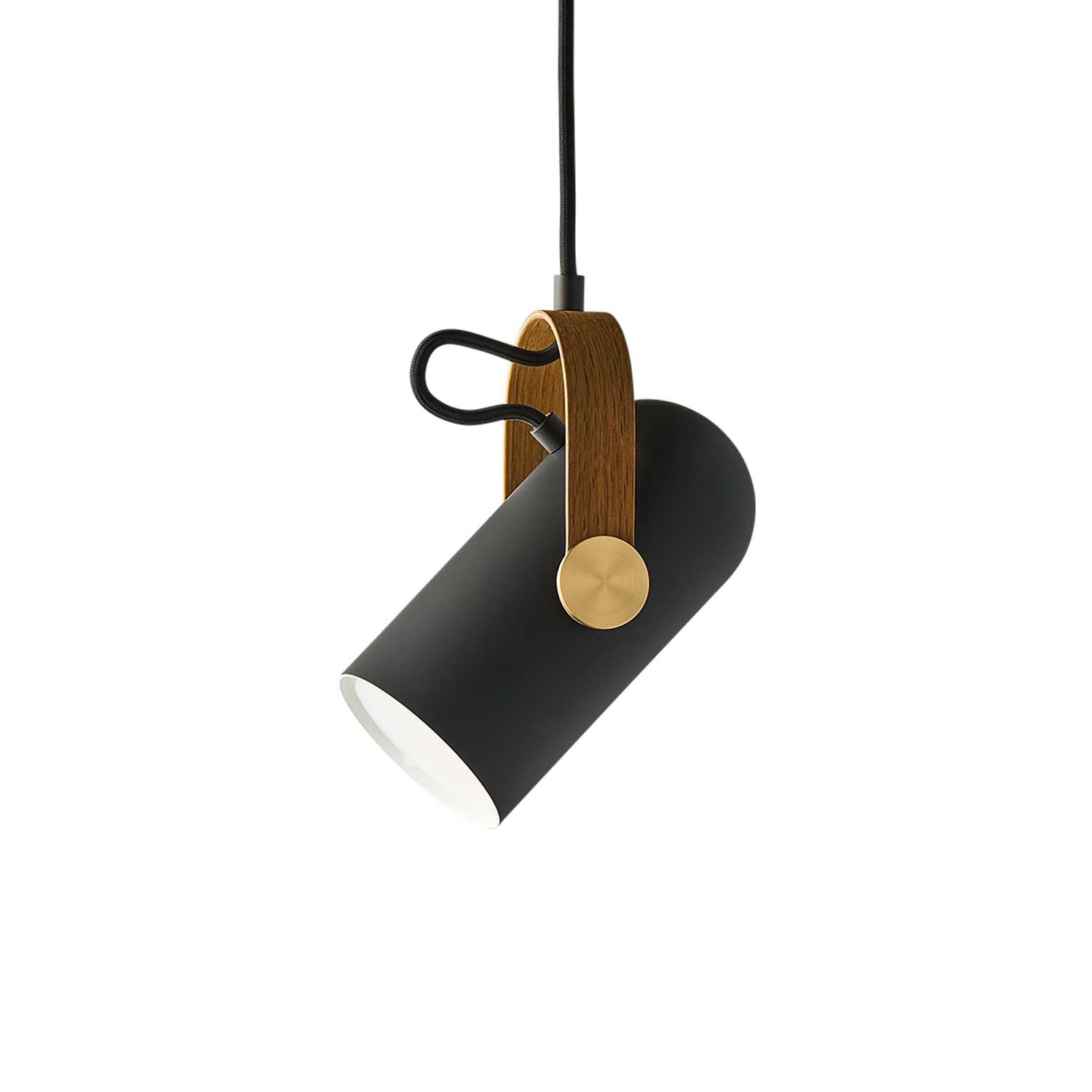 CARRONADE - Lámpara colgante proyector madera y negro