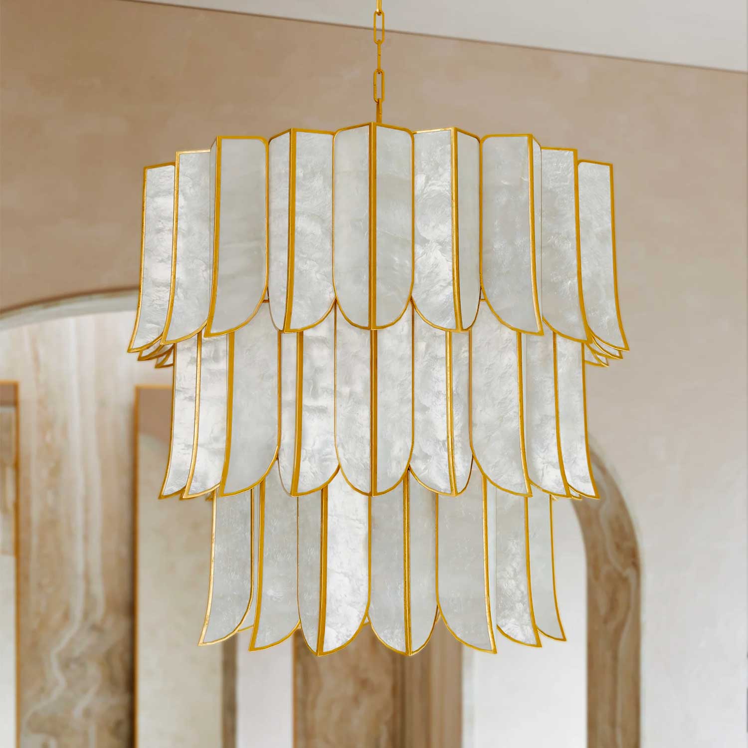 Cartagena - Luxuriöser Capiz-Kronleuchter für das Esszimmer